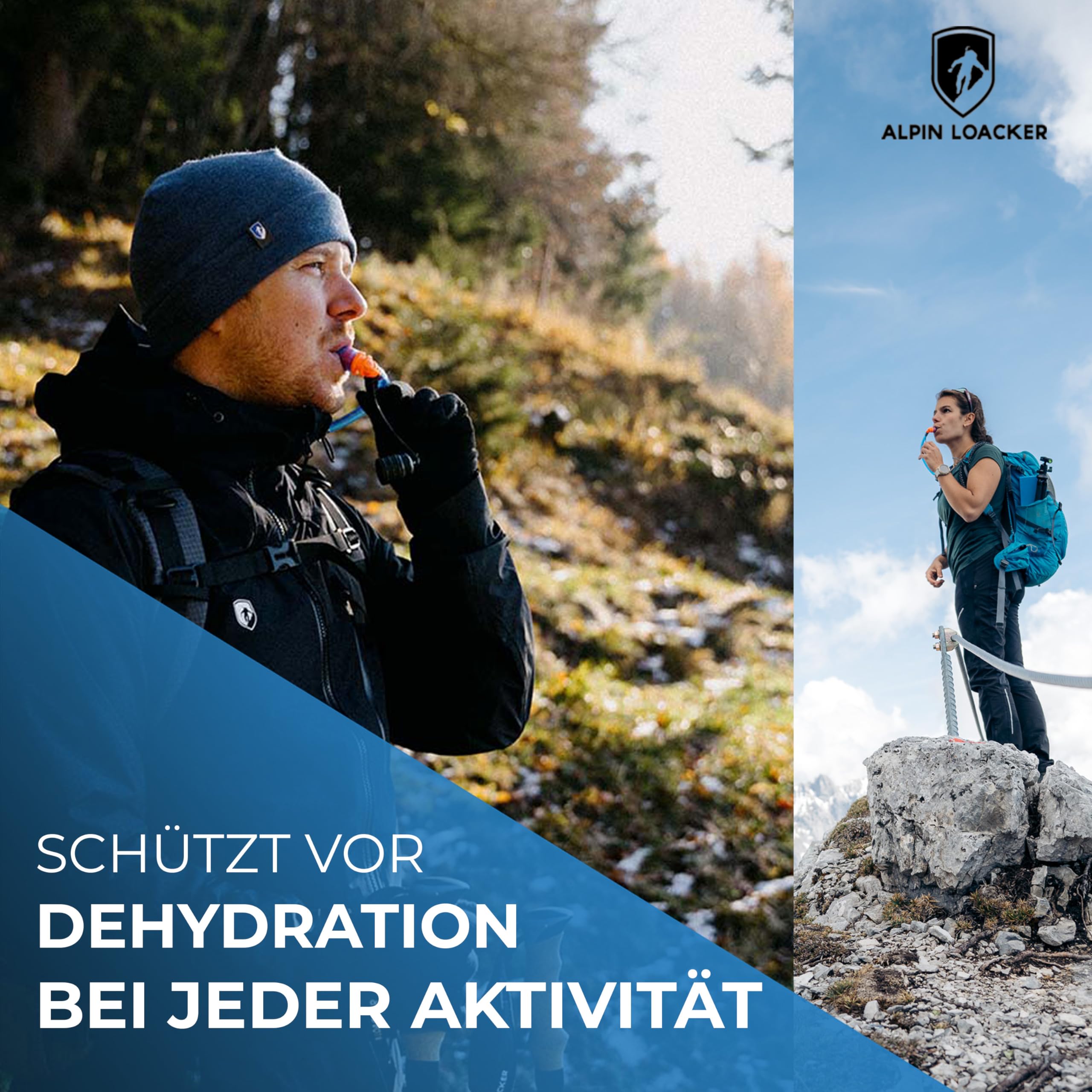 ALPIN LOACKER Outdoor Trinkblase mit Trinkschlauch für Sport und Outdoor I super leichte Wasserblase und Trinkbeutel zum Wandern I Trinksystem BPA frei