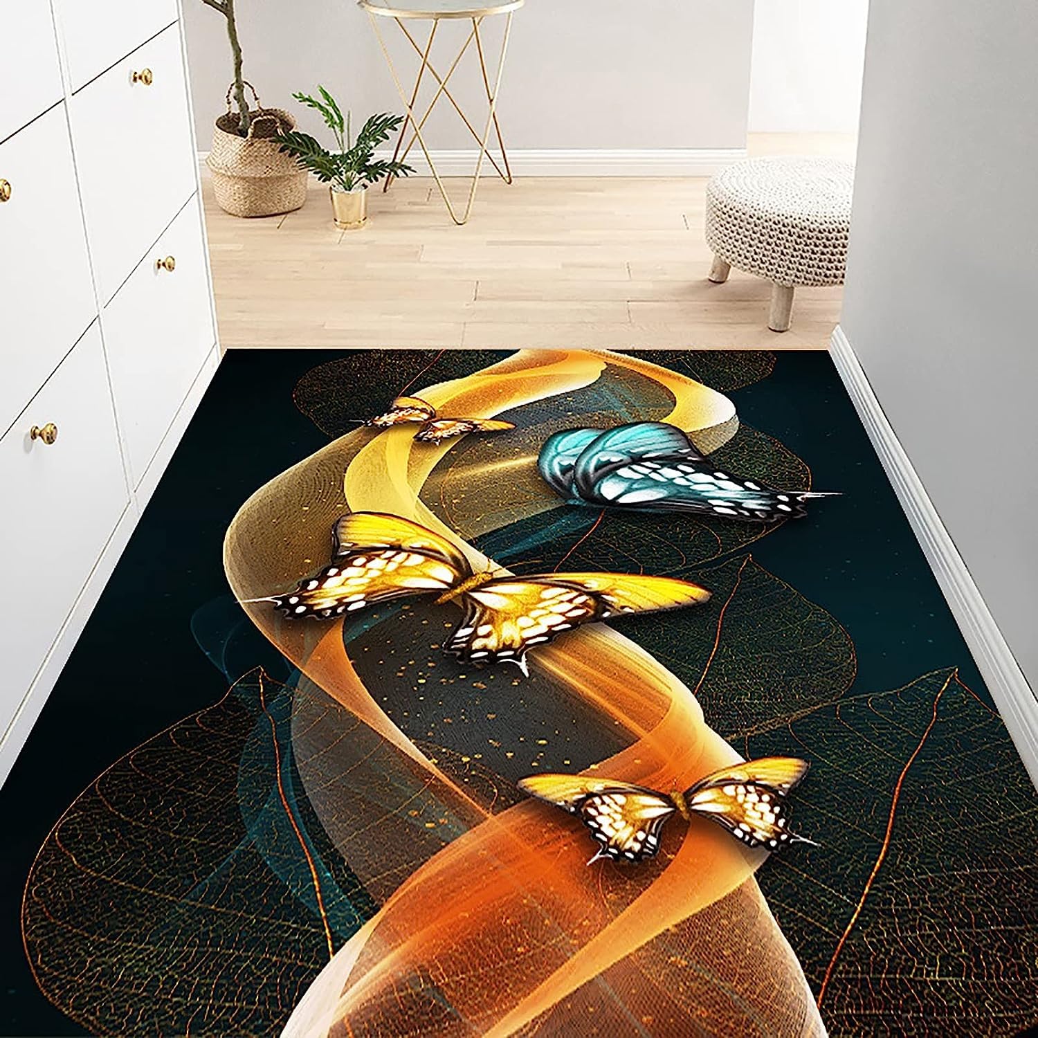 Teppich Wohnzimmer Weich rutschfest Waschbar Teppich, Tepiche Moderne 31,4 X 62,9 Zoll Design Carpet Fürs Wohnzimmer, Kinderzimmer, Schlafzimmer Abstrakter Schöner Schmetterling -9T8K/I1I