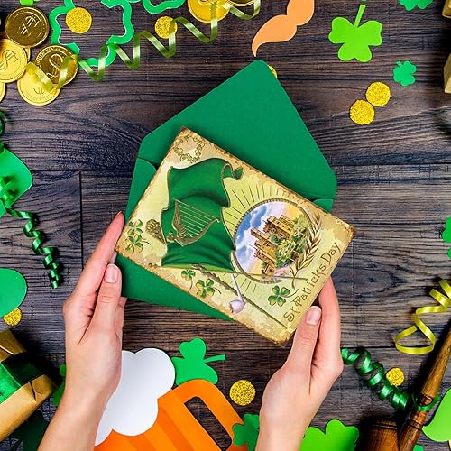 Miniatura 7 de Nuanchu 80 tarjetas vintage del día de San Patricio a granel de 4 x 6 pulgadas, trébol verde, postales del día de San Patricio, tarjetas de
