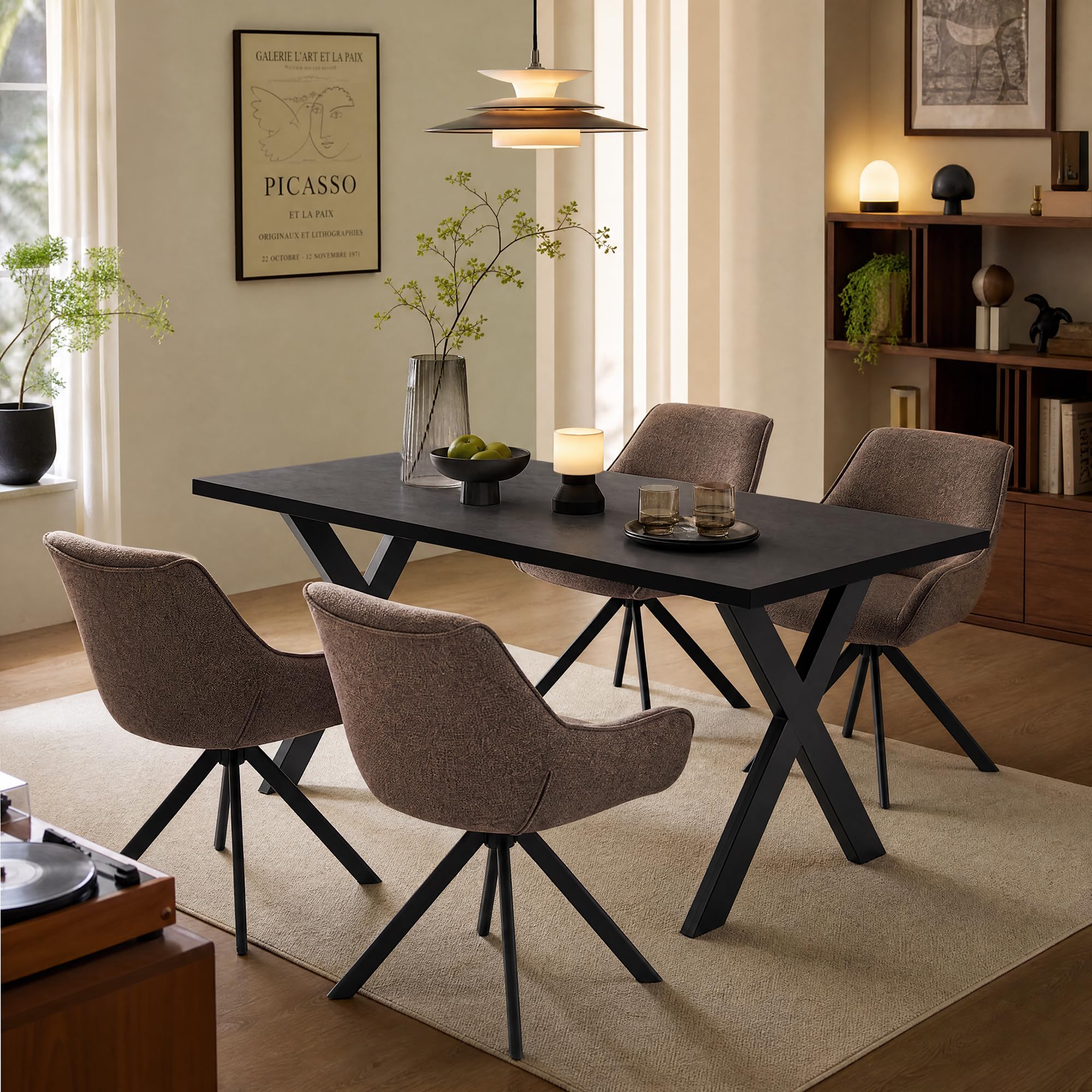 Juego de mesa de comedor de 5 piezas, 160 x 80 cm, con 4 sillas