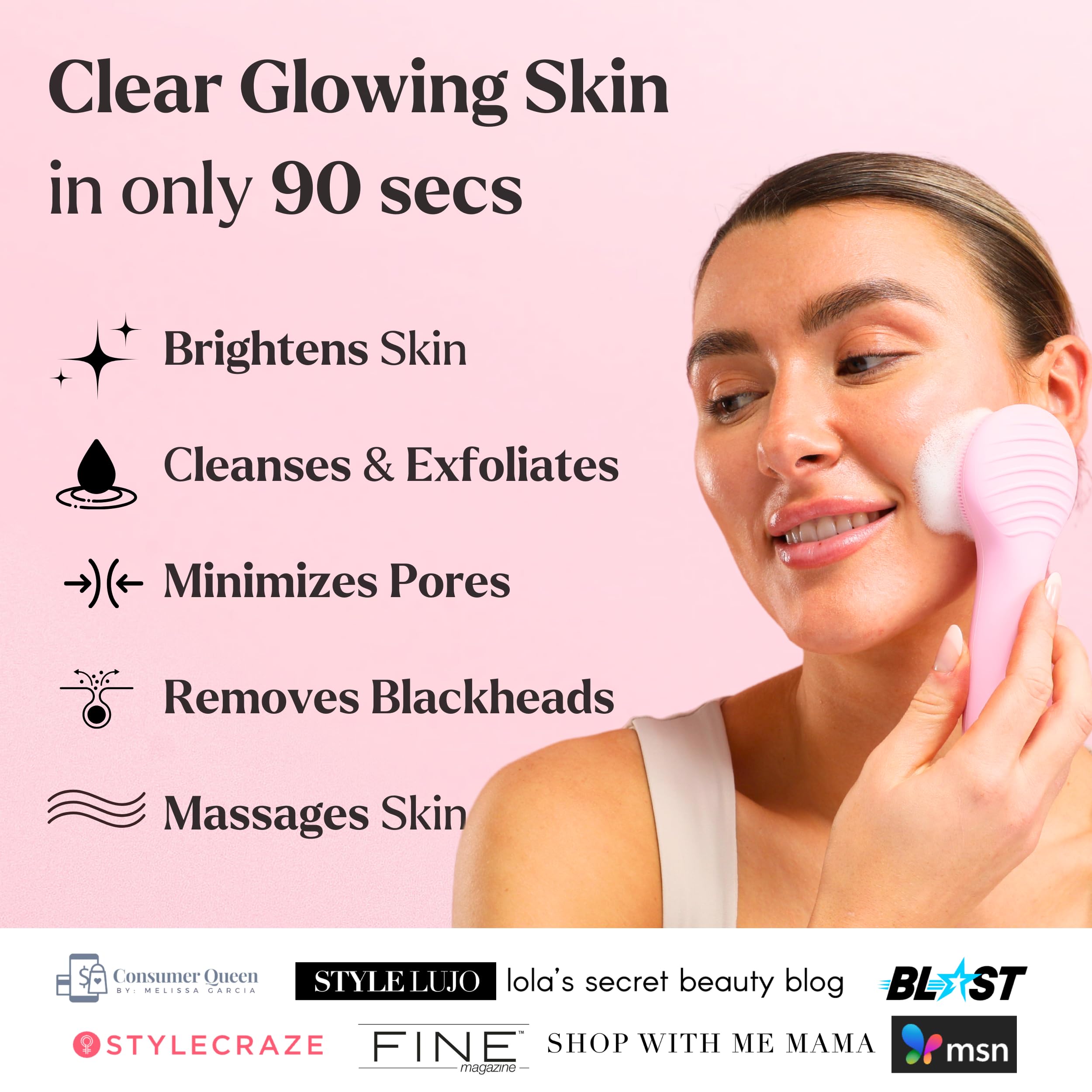 Facial Cleansing Brush - for Deep Cleansing, Gentle Exfoliating and Massaging - Waterproof and Rechargeable Face Cleanser Brush - Silicone Sonic Vibration Face Scrub Brush - Electric Face Washer