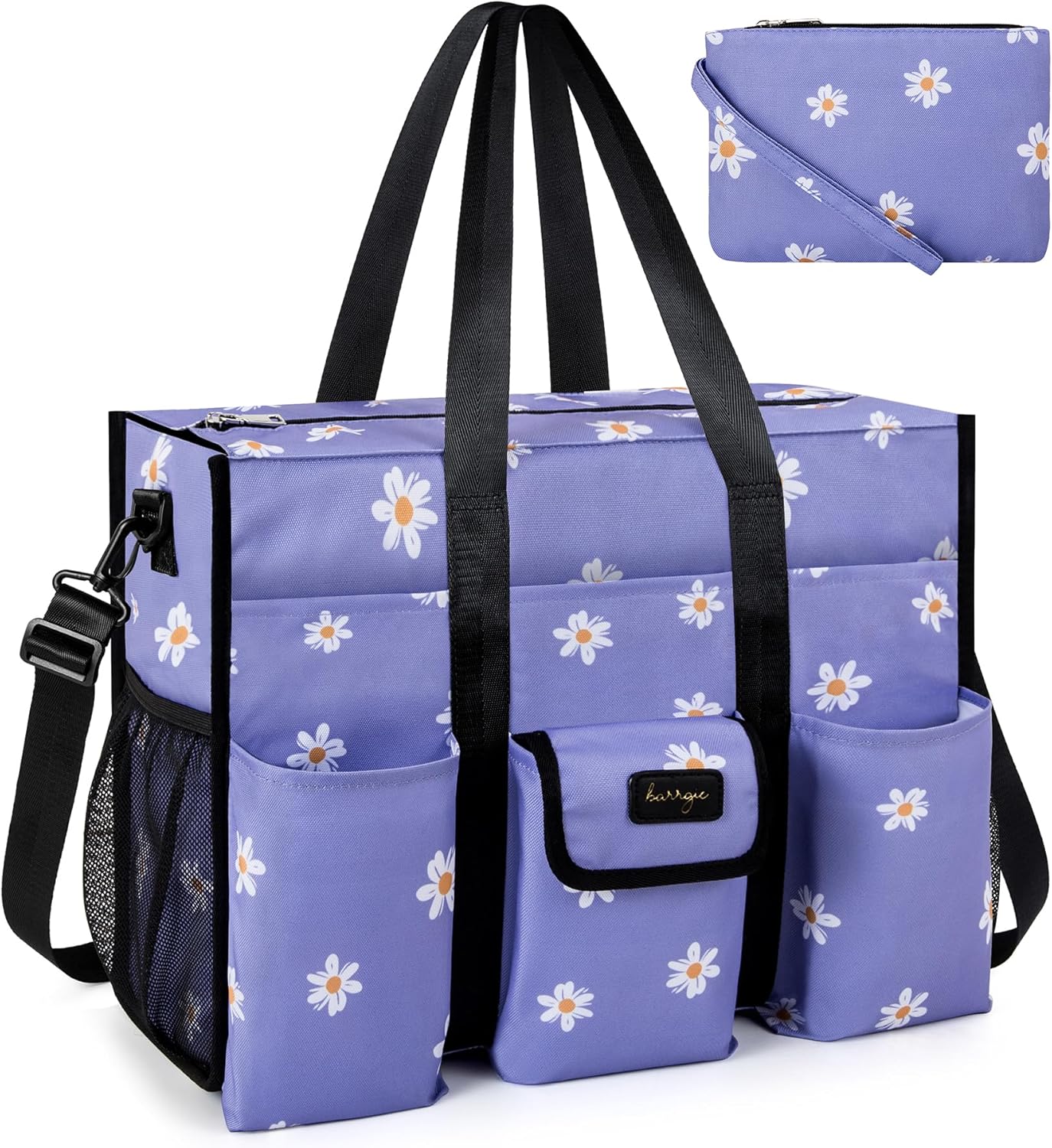 BARRGIE Utility Tote - Water Resistant with 19 Exterior/Interior Pockets - Large Women/Teacher/Work Bag