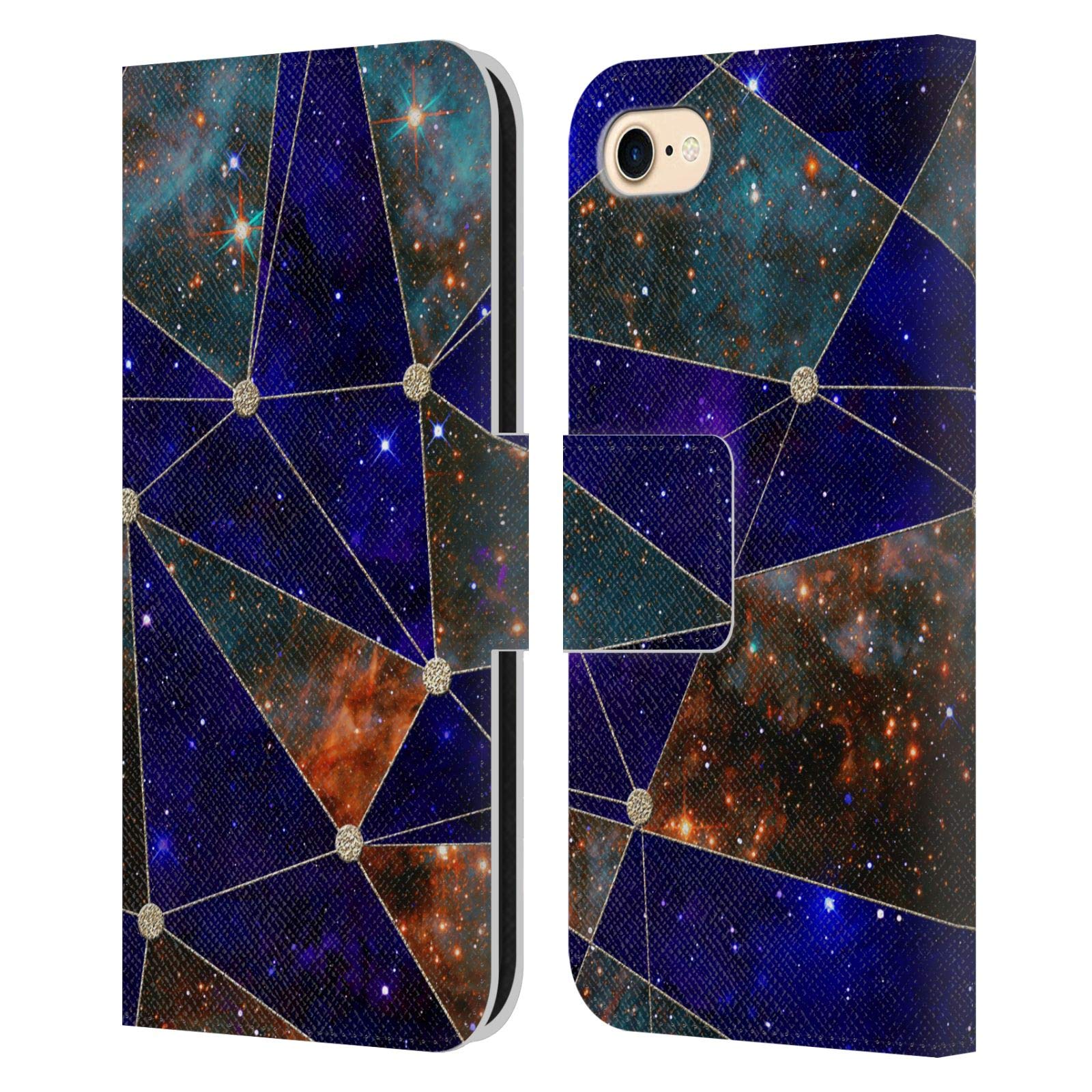 Head Case Designs Officially Licensed Cosmo18 Star Connections Space Leather Wallet Case Compatible with Apple iPhone 7/8 / SE 2020 & 2022