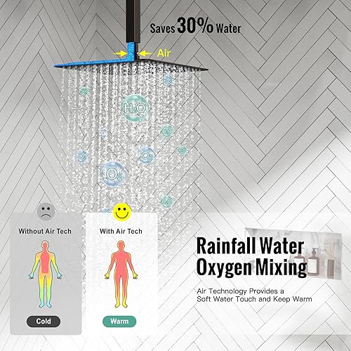 Miniatura 83 de SR SUN RISE Sistema de ducha montado en el techo de 12 pulgadas, mezclador de lluvia, sistema de cabezal de ducha de lluvia, dorado cepillado, Oro