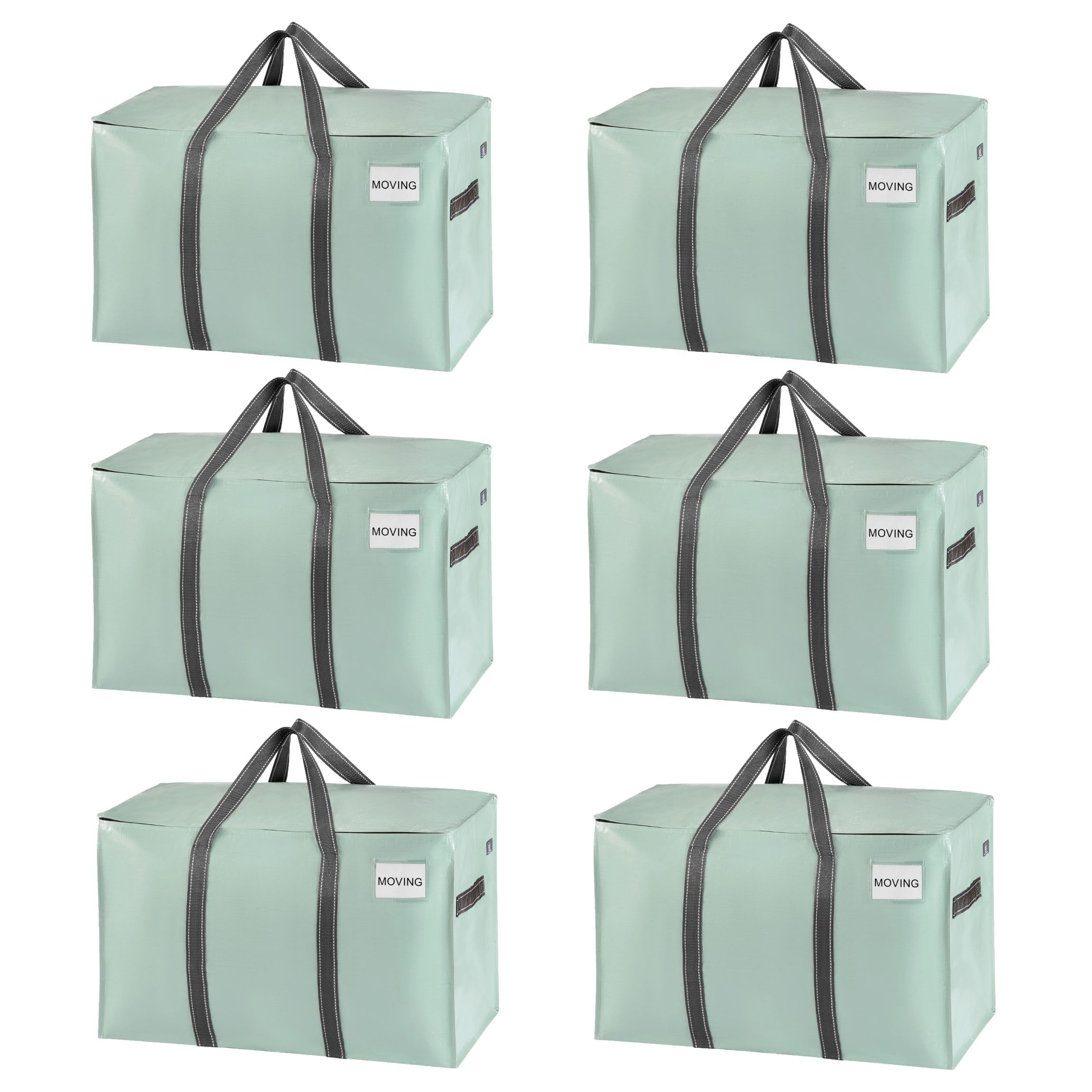 VENO 6 Pack Moving Bags and Large Christmas Storage Bins with lids. Alternative to Moving Boxes