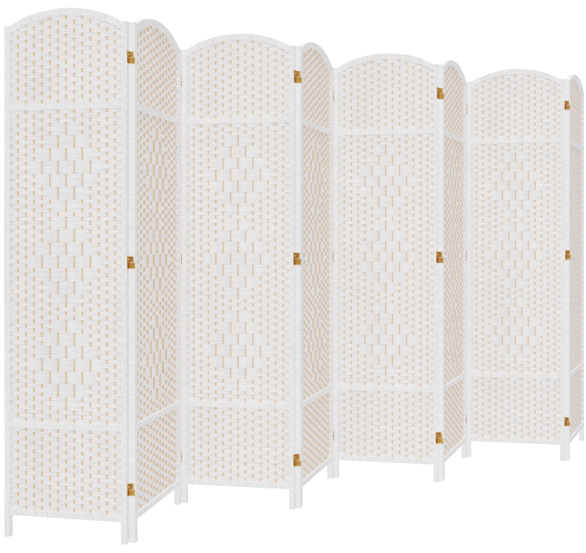 DURASPACE 8 Panel Room Divider, 6ft Tall Folding Privacy Screen, 19.5" Wide Panels, 360°Rotation, Hand-Woven Freestanding Wood Partition for Room