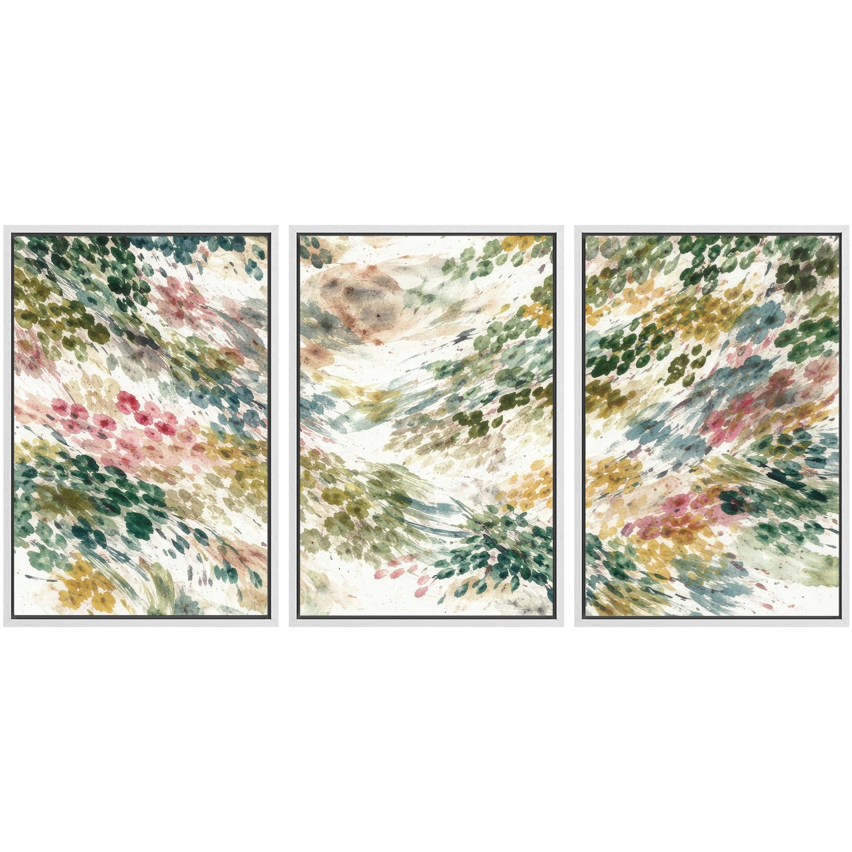 SIGNWIN Framed Canvas Print Wall Art Set Blue White Grunge Geometric Pattern Abstract Shapes Cozy Neutral Decorative Contemporary Minimal for Living Room, Bedroom, Office - 24"x36"x3 Natural — view 144