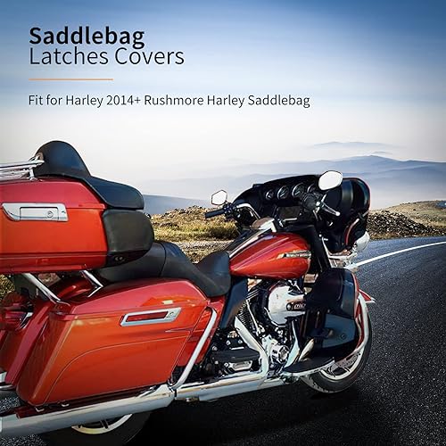 Miniatura 2 de Mocardine Cubiertas de cierre de alforja Harley, tapa exterior cromada, tapas de cierre de bisagra con elevadores de tapa de bolsa de alforja, kit