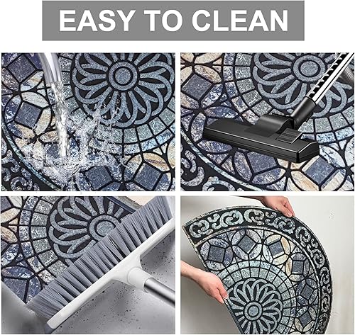 Miniatura 3 de ANDSTAR Tapete medio redondo de 18 x 30 pulgadas, antideslizante, de goma duradera, de perfil bajo, resistente, fácil de limpiar, decoración de