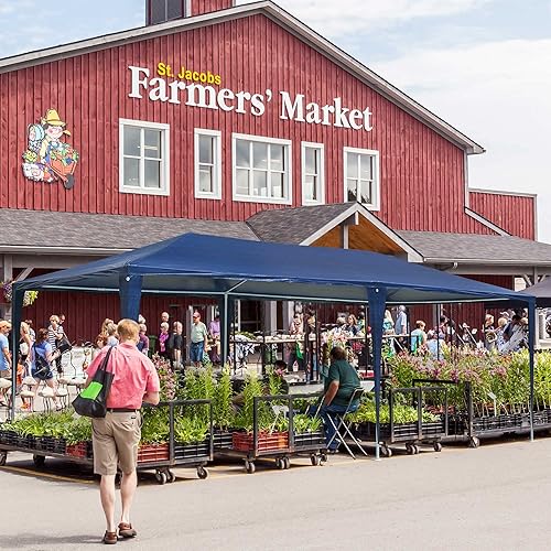 Miniatura 33 de Yescom 20 x 10 pies, color blanco para fiesta de boda al aire libre, patio, toldo cerrado con toldo extraíble de pared lateral, refugio solar