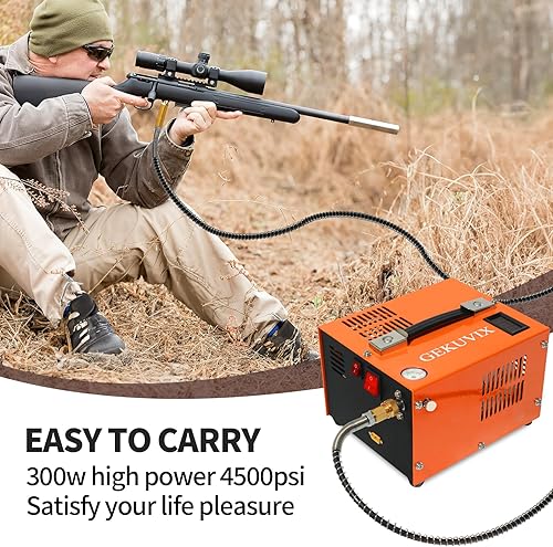 Miniatura 7 de Compresor de aire PCP portátil, 4500 PSI30 MPa sin agua y aceite, 12 V CC110 V CA de doble potencia con convertidor de potencia, ventilador de