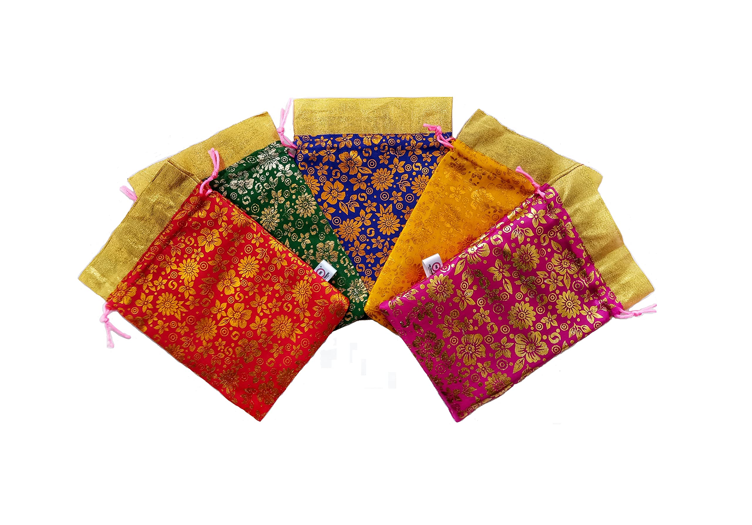 2ds Foil print potli bags for return gifts, Batwa for Gifting purpose. Wedding gift potli/Jewellery Pouch, Shagun Potli Set, Ideal handbag potli for diwali Gift Packing.-picture-35