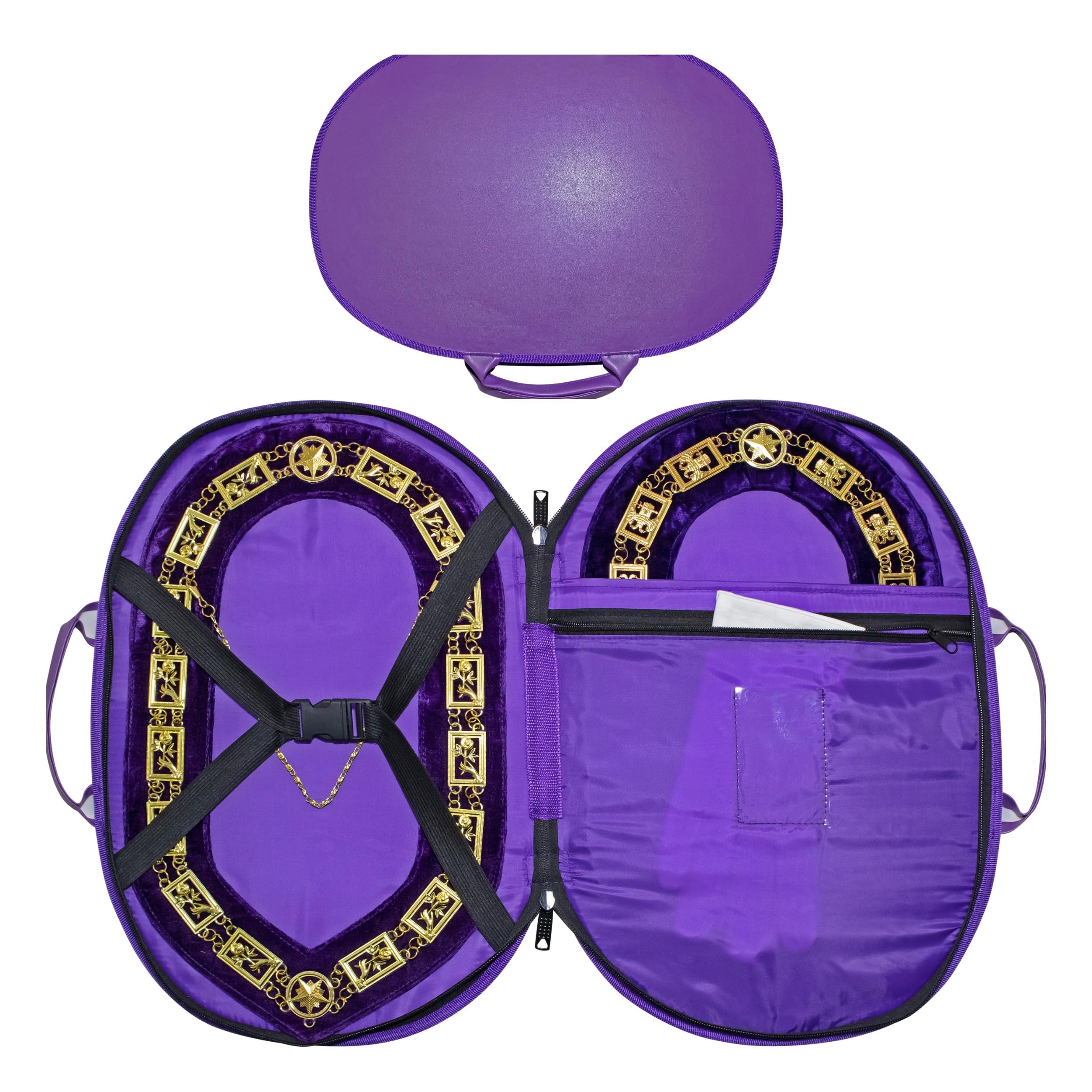 UK EMPIRE GROUPlimited Premium Masonic Chain Collar Case Purple Leather (Improved Design), Freemason Carrying Bag