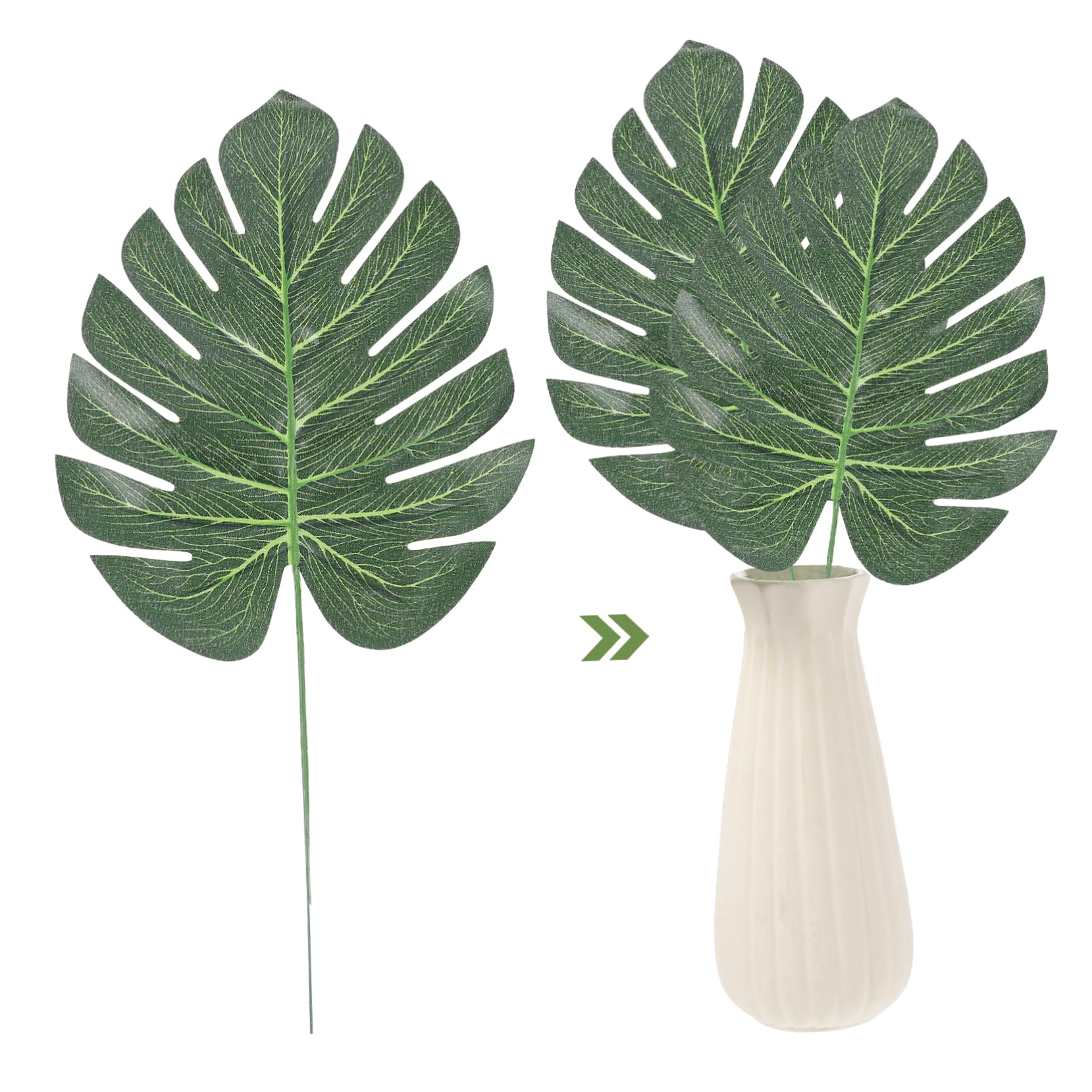 STOBAZA 60pezzi Foglie Artificiali Monstera Decorazioni Tropicali Per Feste Matrimonio e Eventi Steli Flessibili Per Composizioni e Vasi Effetto Naturale e Duraturo