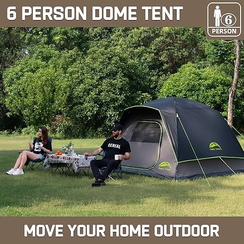 Miniatura 6 de Happy Travel Camping Tent, 46 Person Dome Tents for Camping with Rainfly, Waterproof Clip Easy Setup Portable Family Tent with Mesh Windows, 20%