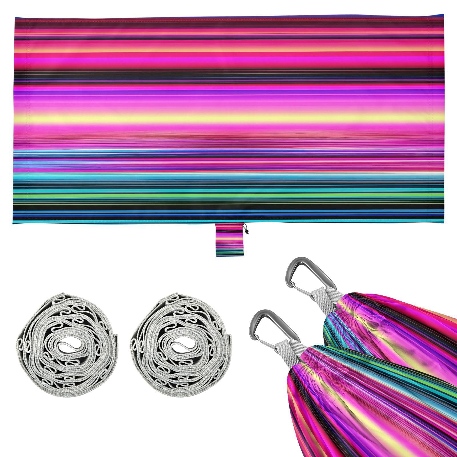 ATTX Colorful Mexico Stripe Camping Hammock - Lightweight & Portable Hammocks, Heavy Duty 330lbs Capacity for Indoor, Hiking, Backpacking, Travel, Backyard, Beach#442