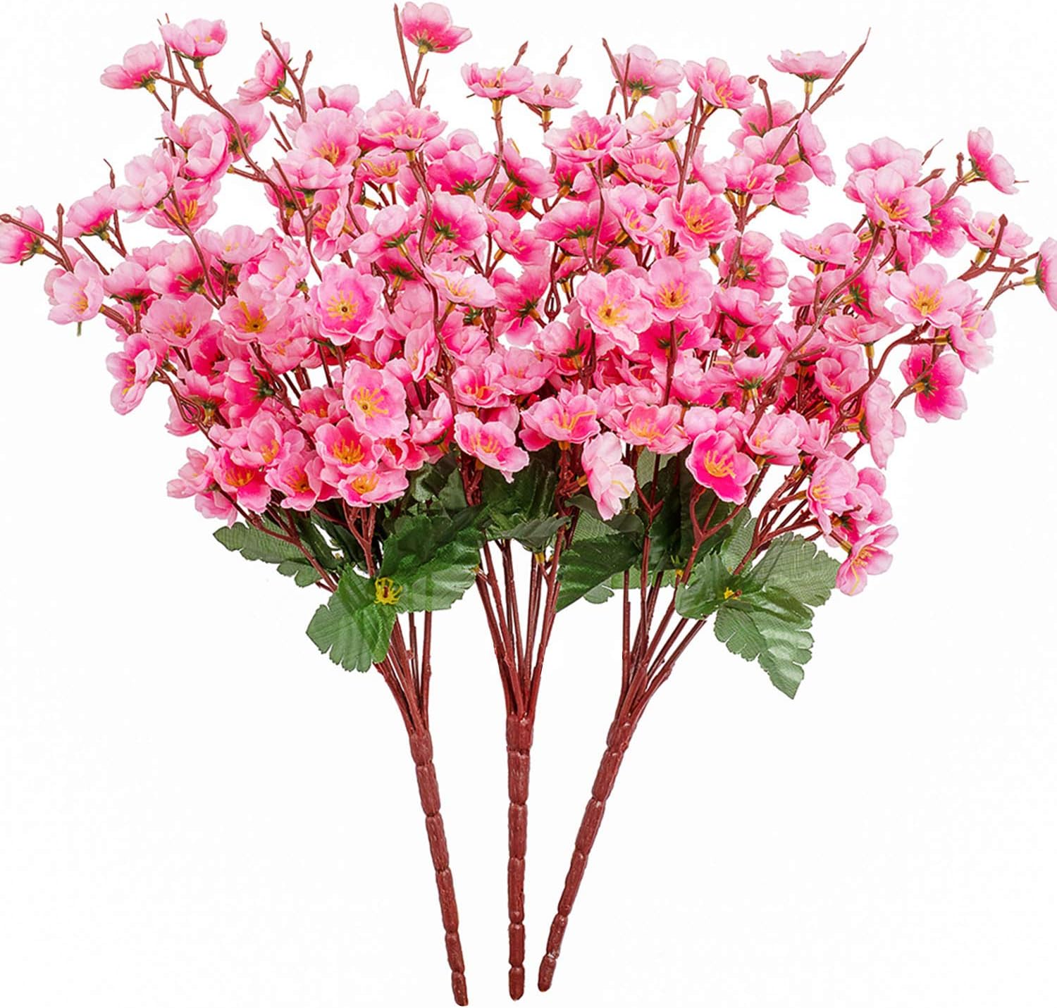 Artificial Cherry Blossom and Ceramic vases, Fake Plum Blossoms Silk Flowers and Artificial Bouquets, Table Decoration Flowers, Suitable for Banquet Home Office Decoration (Pink) : Home & Kitchen