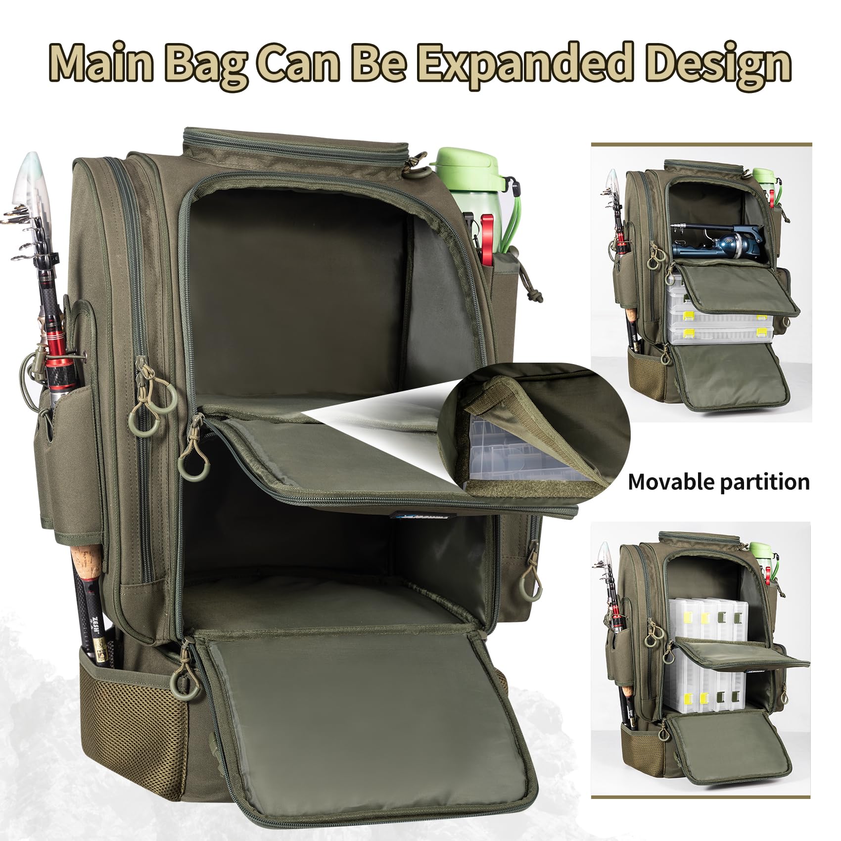 Amazon.com : BLISSWILL Large Fishing Backpack with Cooler for 3 Tackle  boxes Fish Bag with Rod Holders Fishing Gear and Equipment for camping  hiking : Sports & Outdoors