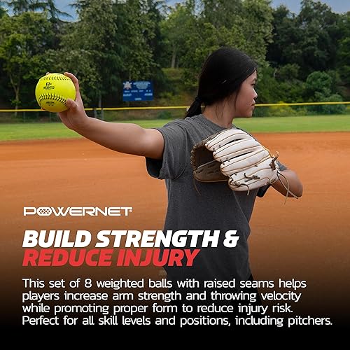 Miniatura 4 de PowerNet Balones de sóftbol pesados, tamaño oficial de 12 pulgadas, pelotas progresivas con peso para entrenamiento de softbol, mejorar la mecánica