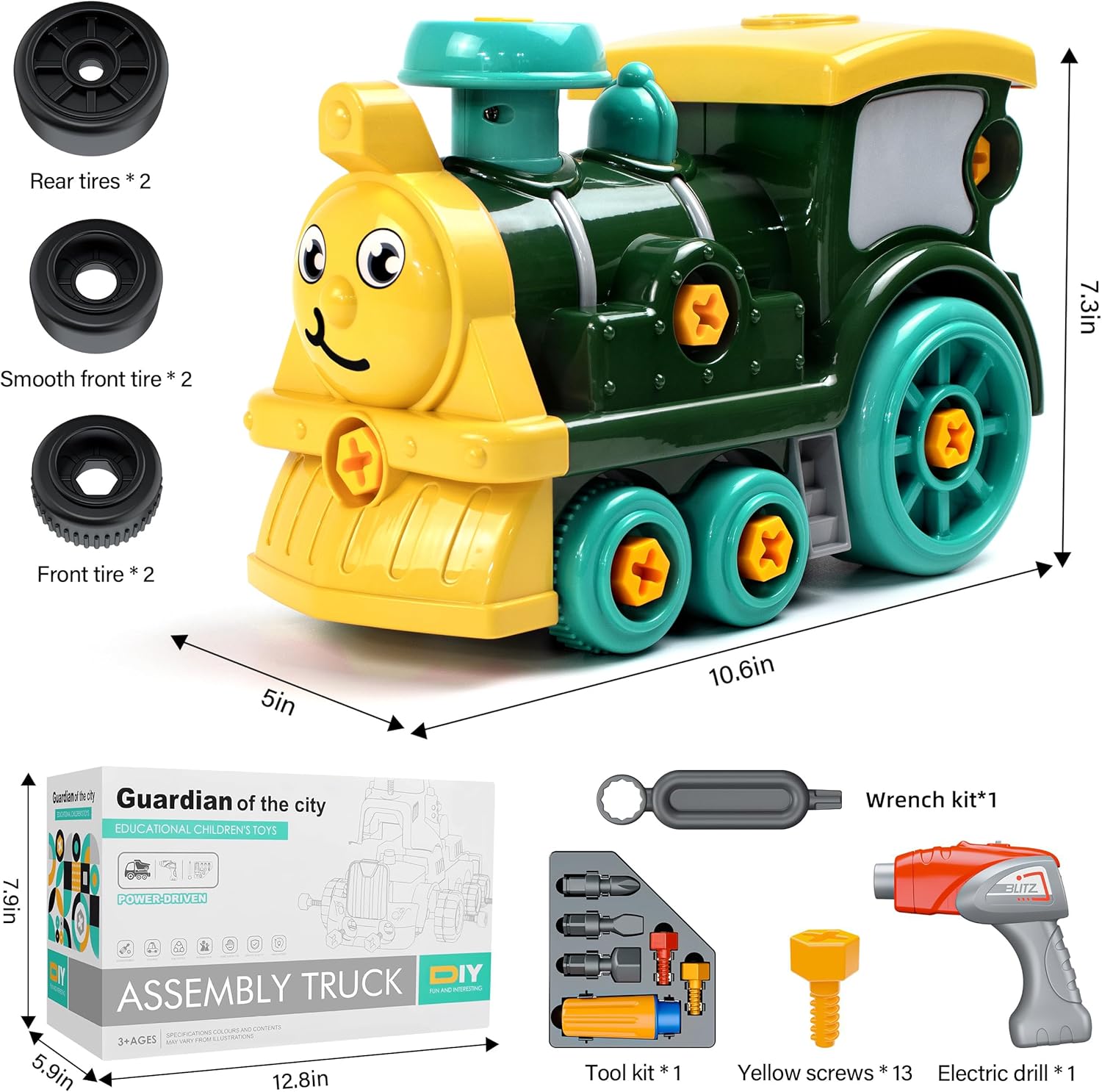 Toddler Take Apart Toy Set with Electric Drill, DIY Electric Toy Trains Disassembly, STEM Building Learning Toys, Xmas Gifts for 3-8 Year Old Boys & Girls