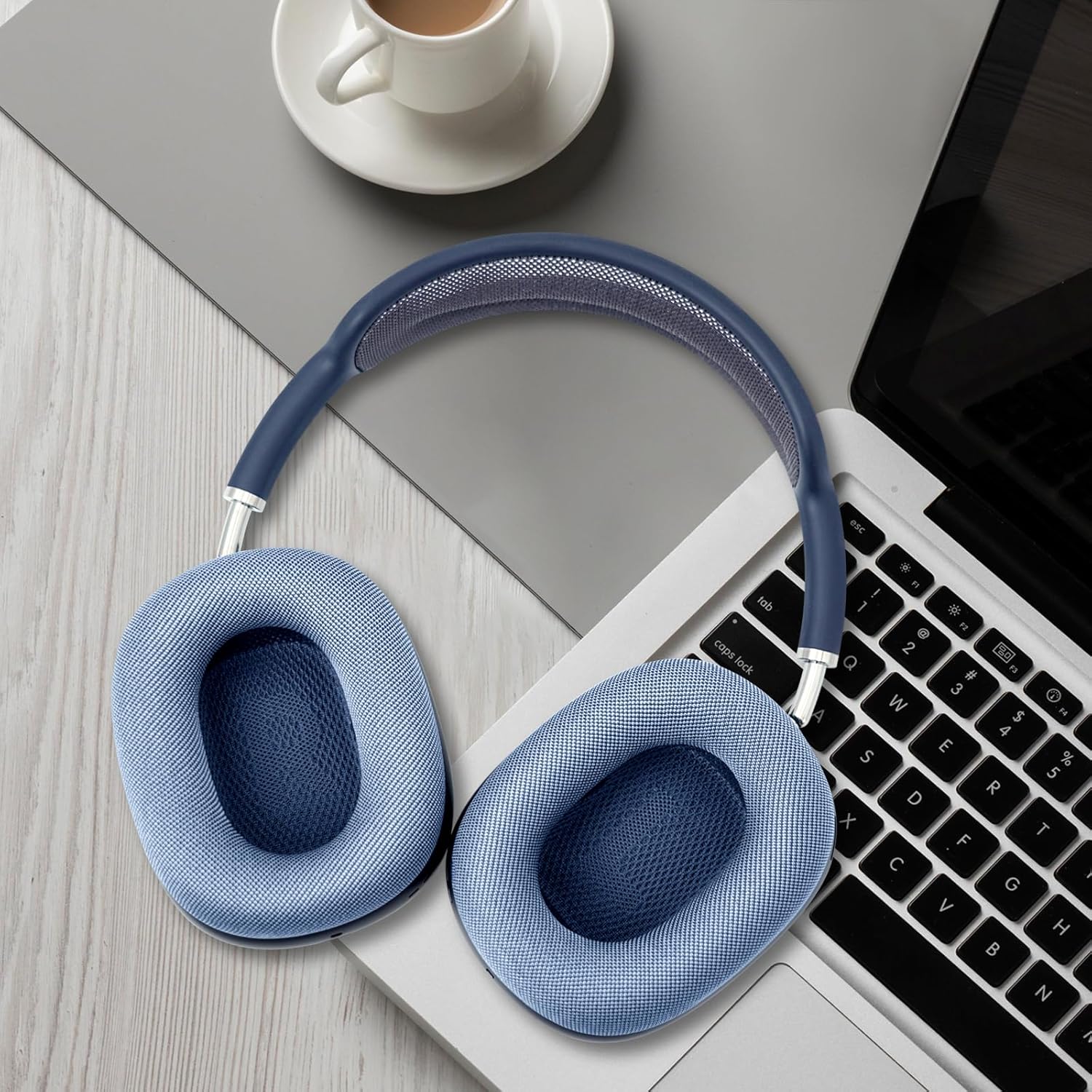 GEVO Upgraded Ear Cushions Replacement Earpads for Apple AirPods Max Headphones, Mesh Fabric Ear Pads Ear Covers with Memory Foam and Magnet for AirPods Max (Sky Blue)