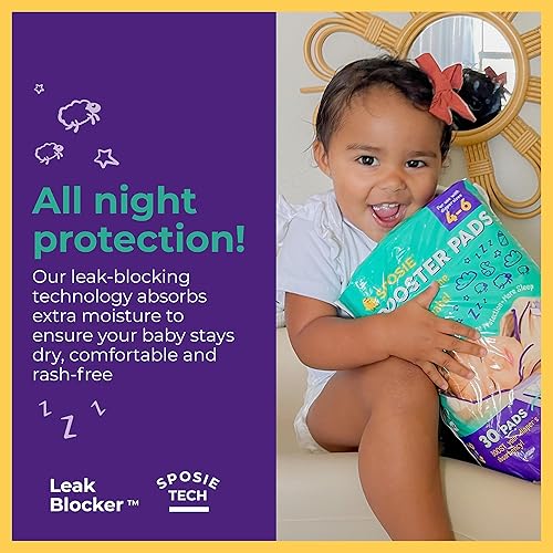 Sposie Overnight Diaper Booster Pads, Stops Leaks and Bedwetting, Original Adhesive-Free Absorbent Inserts, Helps Reduce Nighttime Changes and Rash, Use with Sizes 4-6, Made in U.S.A. 90 ct.(90.0)