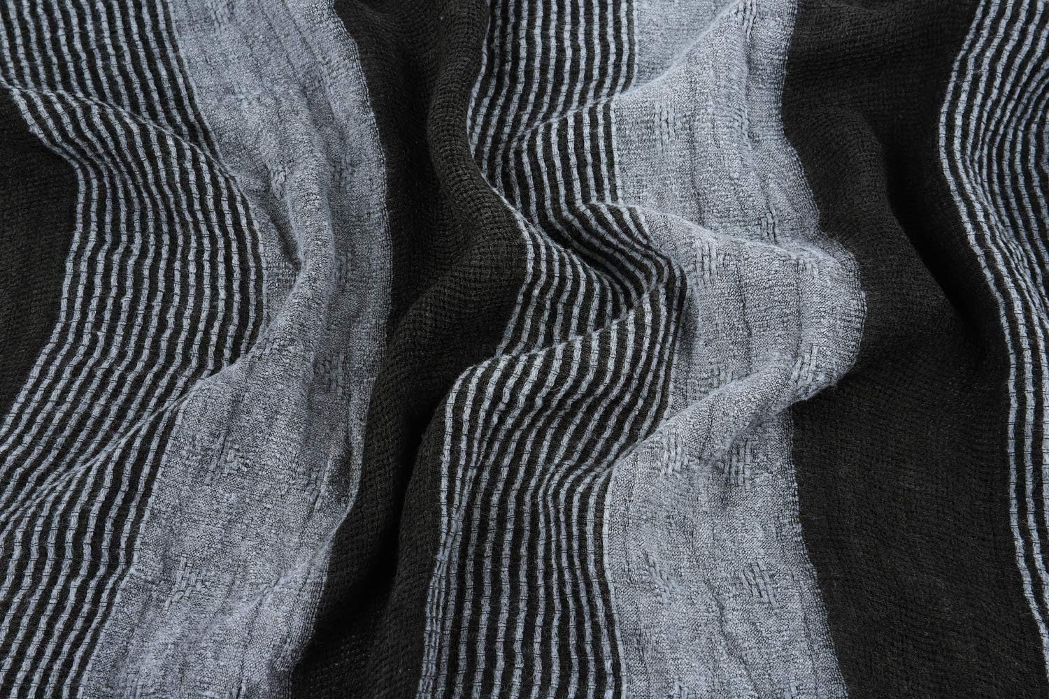 GERINLY Cotton-Linen Scarves Mens Stripe Crinkle Long Scarf Fashion Wrap Shawl for Travel - Image 8