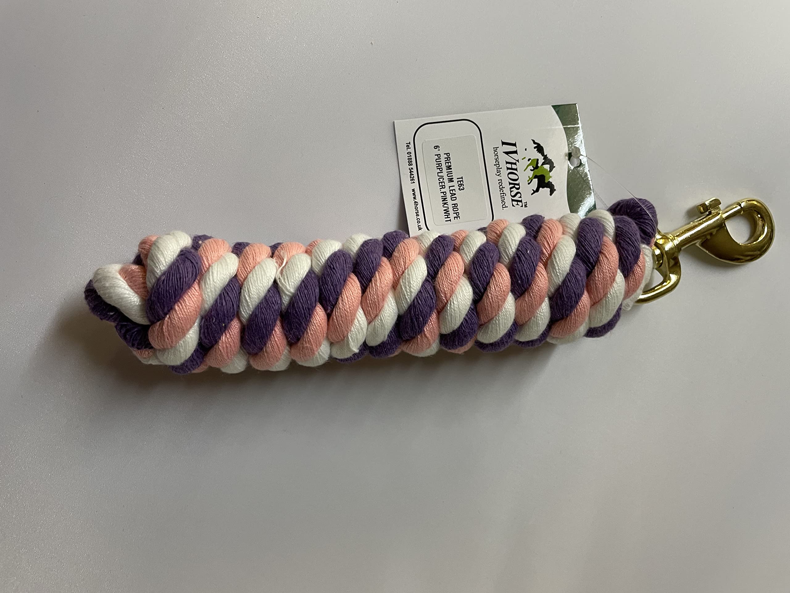IV Horse 6' Mulit Coloured Acrylic Leadrope (Purple/Pink/White)