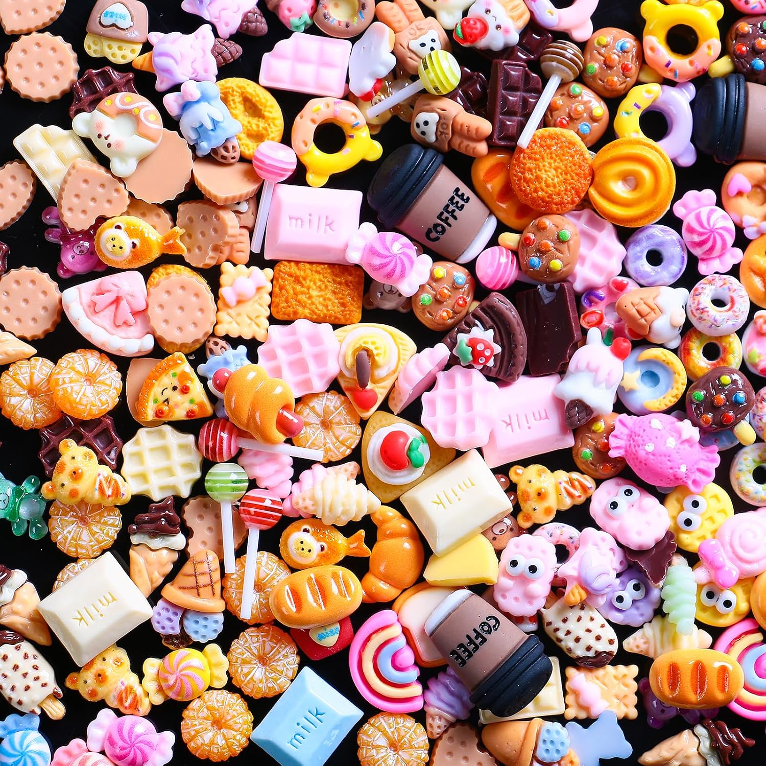 3D Kawaii Candy Nail Charms Cartoon Nail Art Design DIY Crafts Accessories | Cute lollipops ice cream chocolate hot dogs biscuits fruit doughnuts Sweet cakes Jewelry Cartoon Y2k