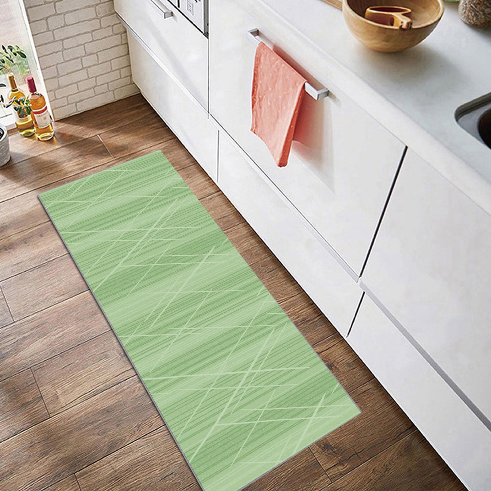 Siunwdiy Tappeto Cucina Antiscivolo Lavabile 4.8 Metri Verde Tinta