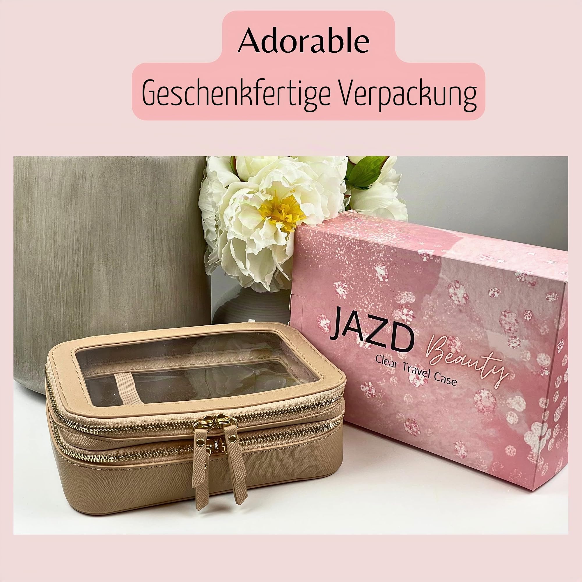 JAZD Transparente Make-up-Tasche, Organizer, Make-up-Tasche, Kosmetiktasche, Kulturbeutel für Damen, Make-up-Tasche, Reise-Make-up-Tasche, kleine Tasche, transparente Kosmetiktasche, Organizer,