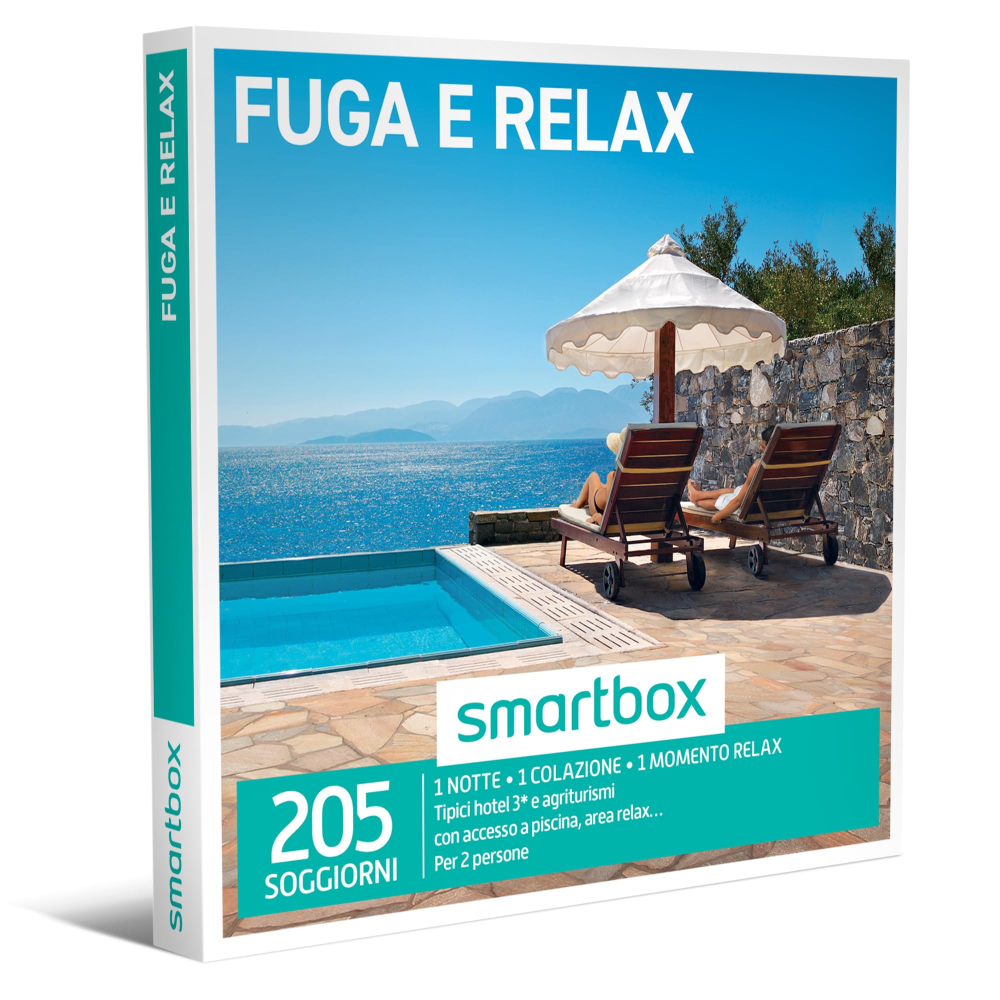 Smartbox - Cofanetto Regalo per Uomo o Donna - Fuga e Relax - Idee Regalo Originale - 1 Notte con Colazione e 1 Momento Relax per 2 Persone