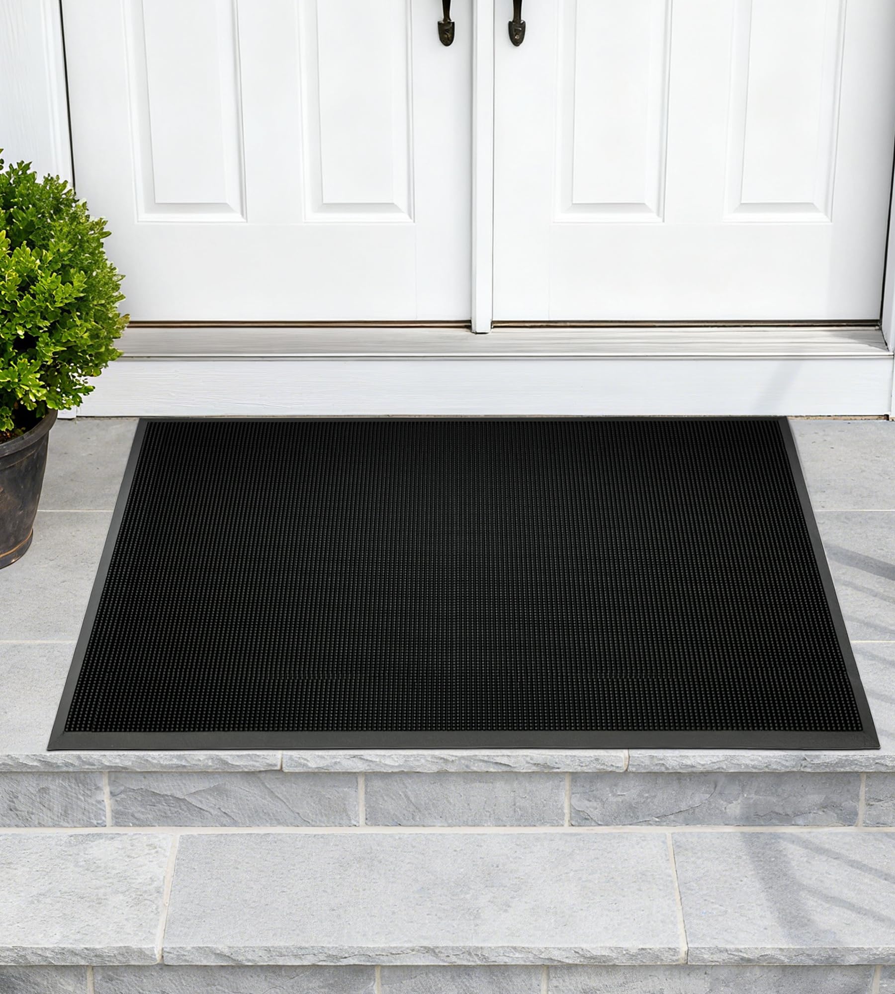 jxgzyy Schmutzfangmatte Fußmatte Außen Antirutschmatte Gummimatte Robust Fussmatte Aussen wasserdichte Türmatte Für Die Haustür, 80x100cm, Schwarz