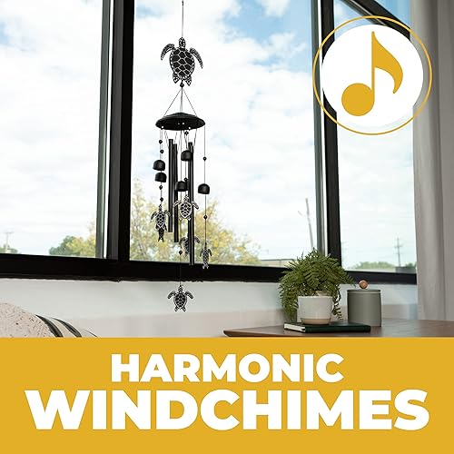 Miniatura 3 de VP Home Campanillas de viento de tortugas marinas negras de 32 pulgadas de alto para exteriores, campanillas de viento únicas de tortugas marinas