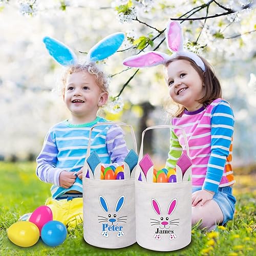 Miniatura 2 de Cesta de Pascua personalizada, Jocidea cestas de Pascua personalizadas para niñas y niños, cesta de Pascua personalizada para regalos de Pascua para