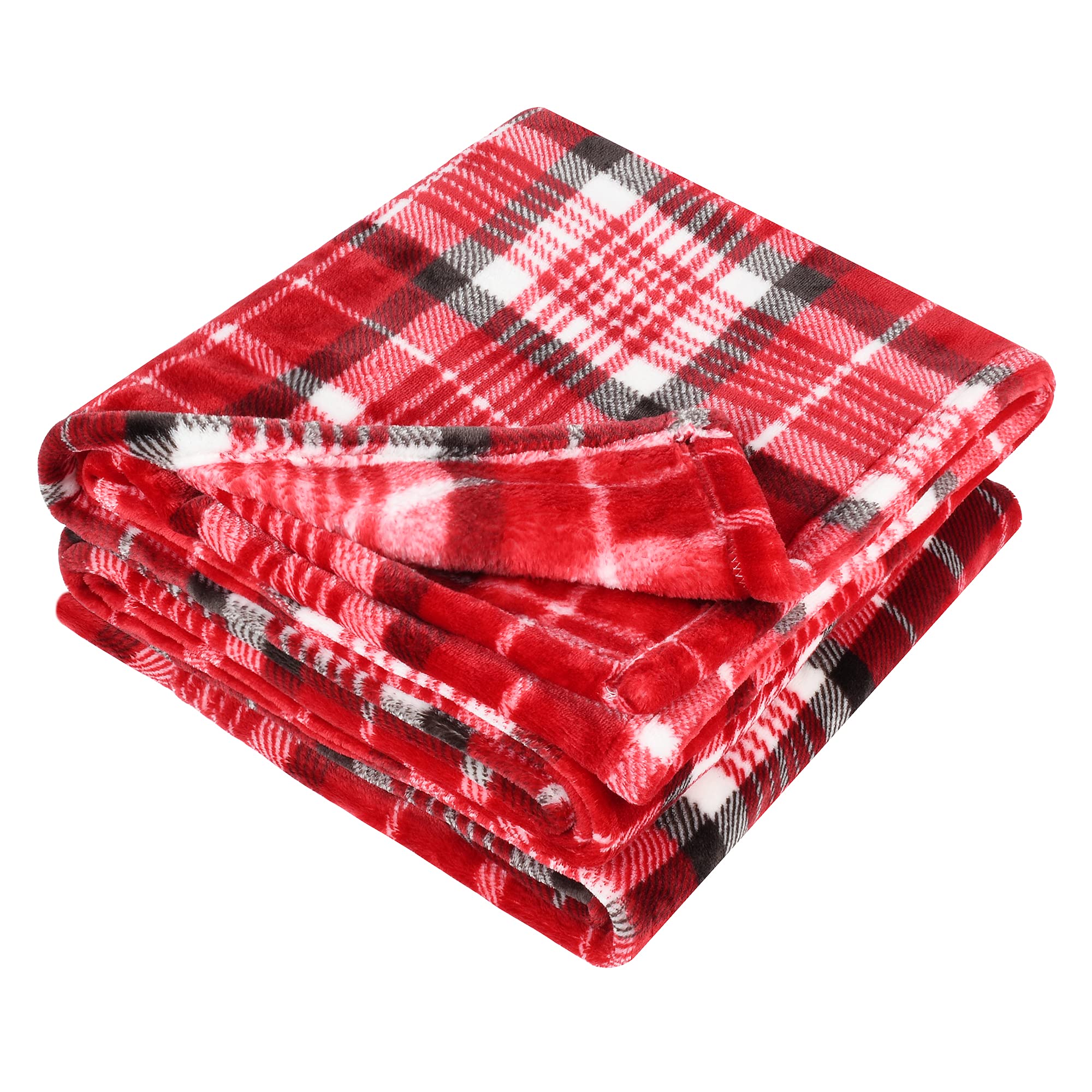 Catalonia Manta a Cuadros, Manta esponjosa de búfalo, Manta Reversible de Invierno de Microfibra de Felpa cálida a Cuadros de Navidad para sofá Cama, 150x130 cm, Rojo a Cuadros