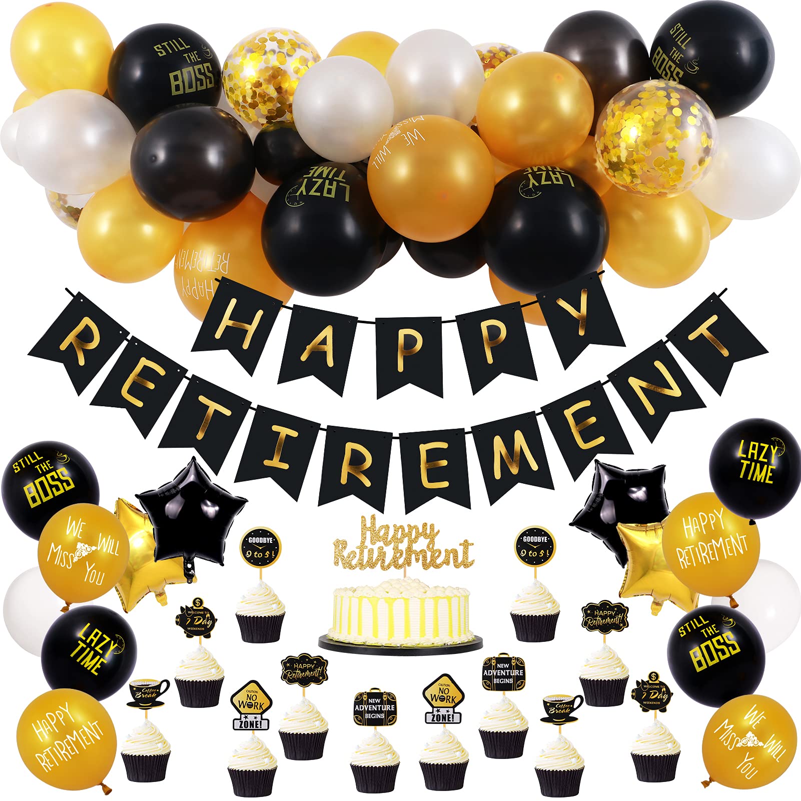 Buy Golray 67Pcs Retirement Party Decorations for Men & Women Black and