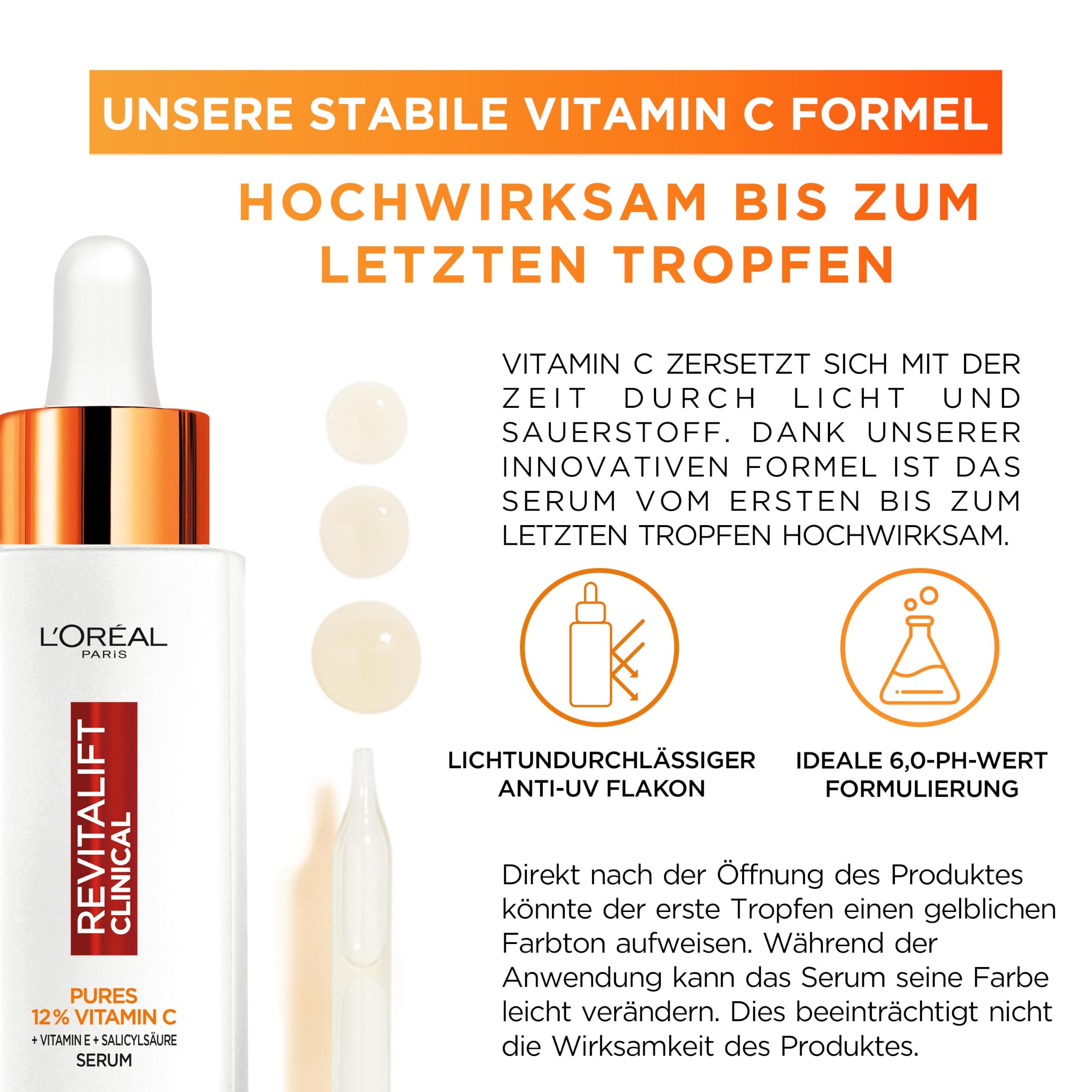 L'Oréal Paris Gesichtspflege-Set mit Vitamin C Serum und Anti-UV-Fluid mit LSF 50+, Für einen strahlenden Hautton, Gegen erste Anzeichen der Hautalterung, Revitalift Clinical Vitamin C, 30 ml + 50 ml