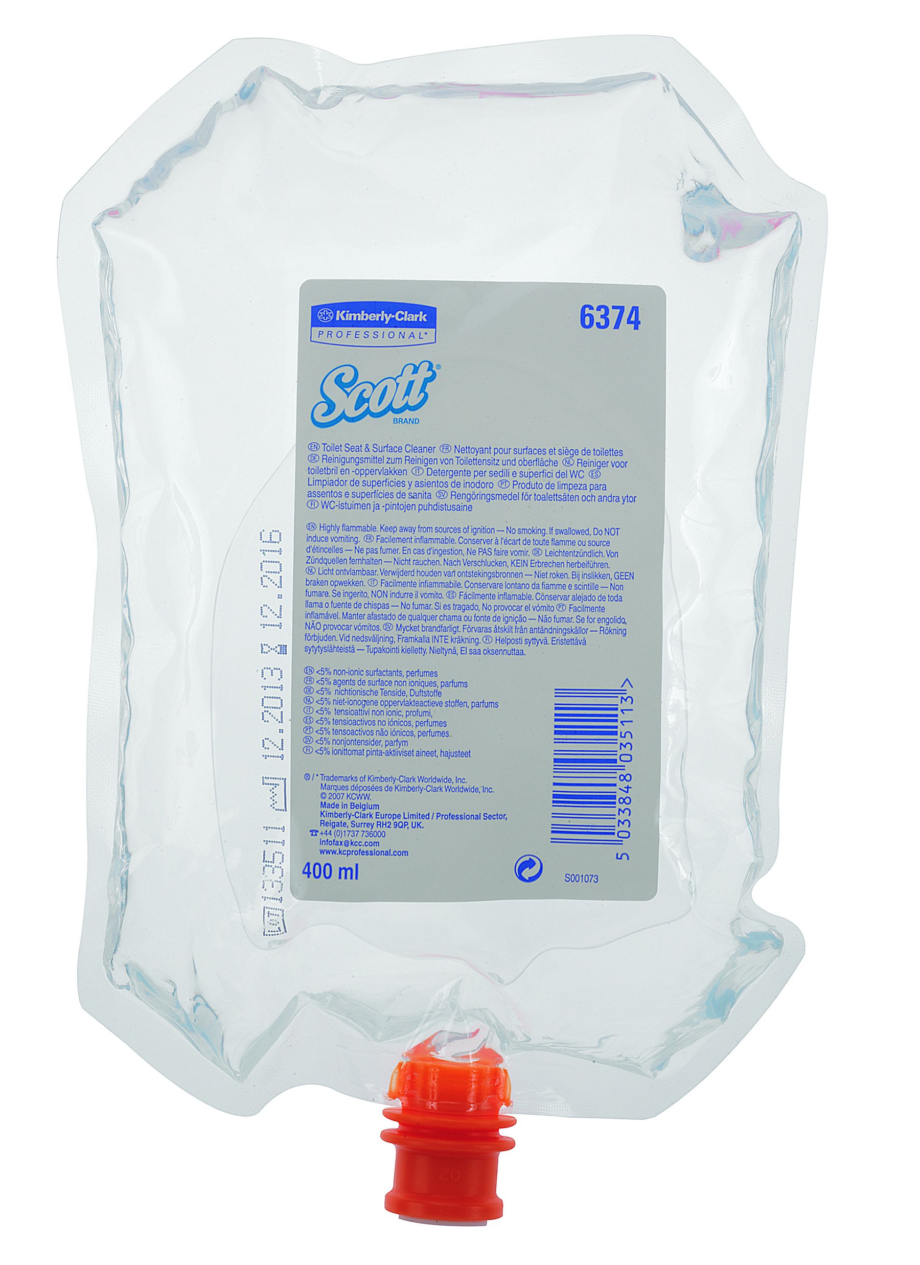Scott Detergente per superfici e copriwater 6374, trasparente, 6 x 400 ml (totale 2.400 ml)