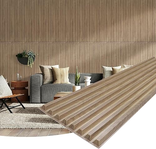 STICKGOO Paquete de 12 paneles de pared con listones, 12 x 48 pulgadas, paneles de pared 3D para despegar y pegar, paneles de pared de madera