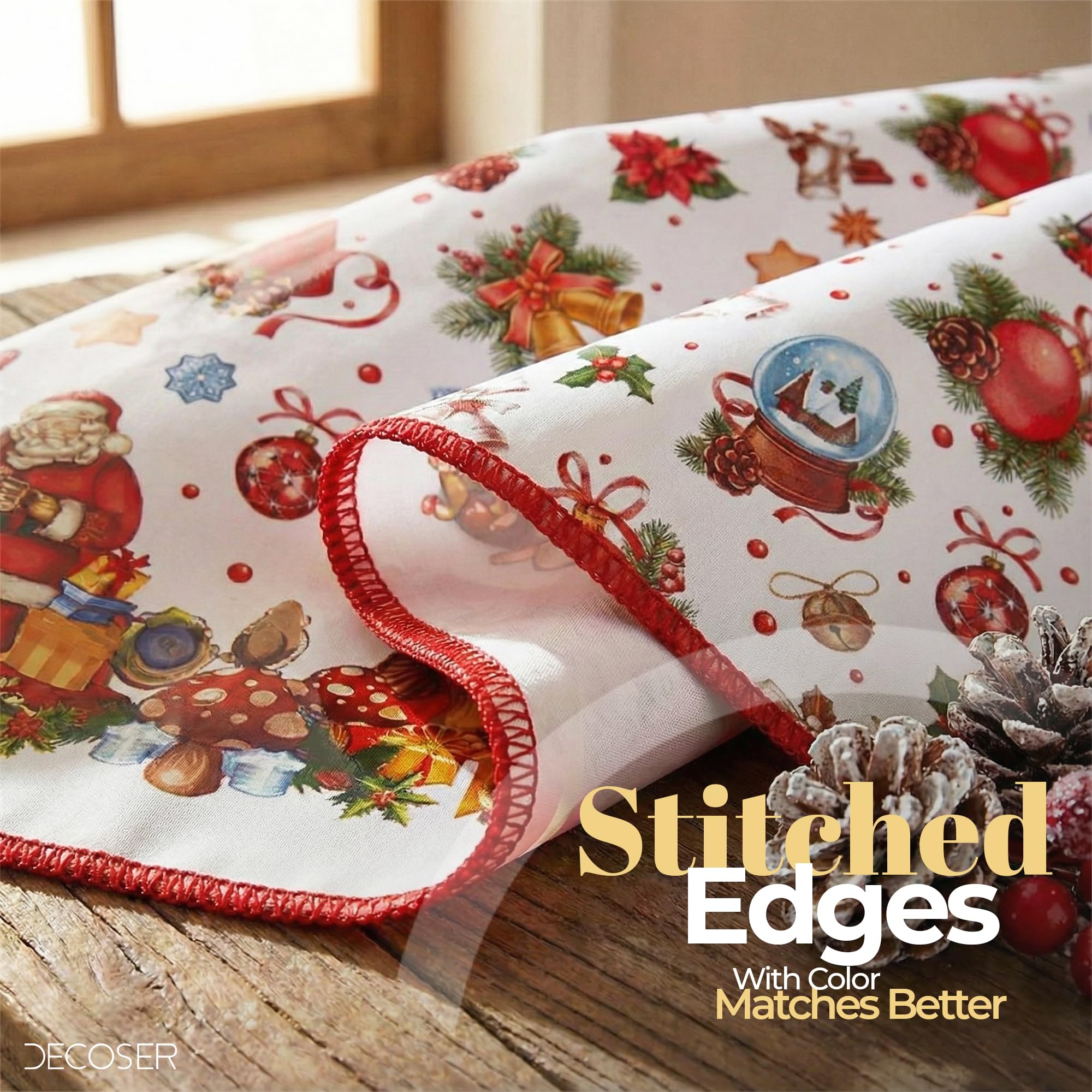 Mantel de Navidad - Cubre Mesa Navideño con Reverso de Franela, Antimanchas, Fácil de Limpiar, Mantel Rectangular Impermeable para Navidad (Fiesta, 140x140)