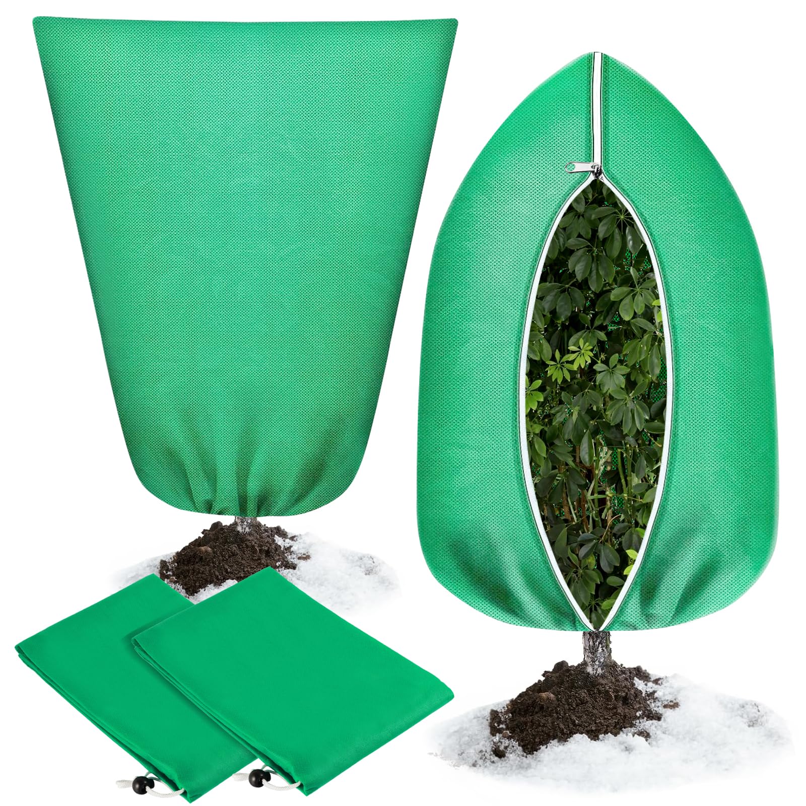 Housses D'hivernage Pour Plantes - Lot De 2 - Fermeture éclair & Cordon