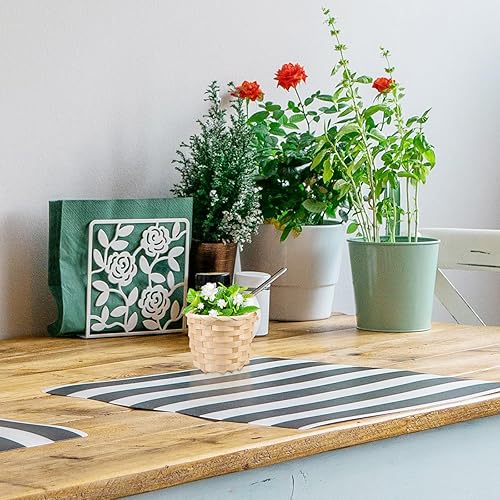 Miniatura 9 de HANABASS Cesta de almacenamiento de tejido de escritorio, pequeña caja de almacenamiento tejida de madera para escombros, manualidades, juguetes,