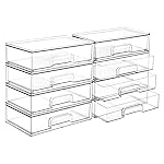 Vtopmart 12.1\'\'W Clear Stackable Storage Drawers,8 Pack Acrylic Plastic Organizers Bins for Makeup Palettes, Cosmetics and Beauty Supplies,Ideal for Vanity, Bathroom,Cabinet,Desk Organization