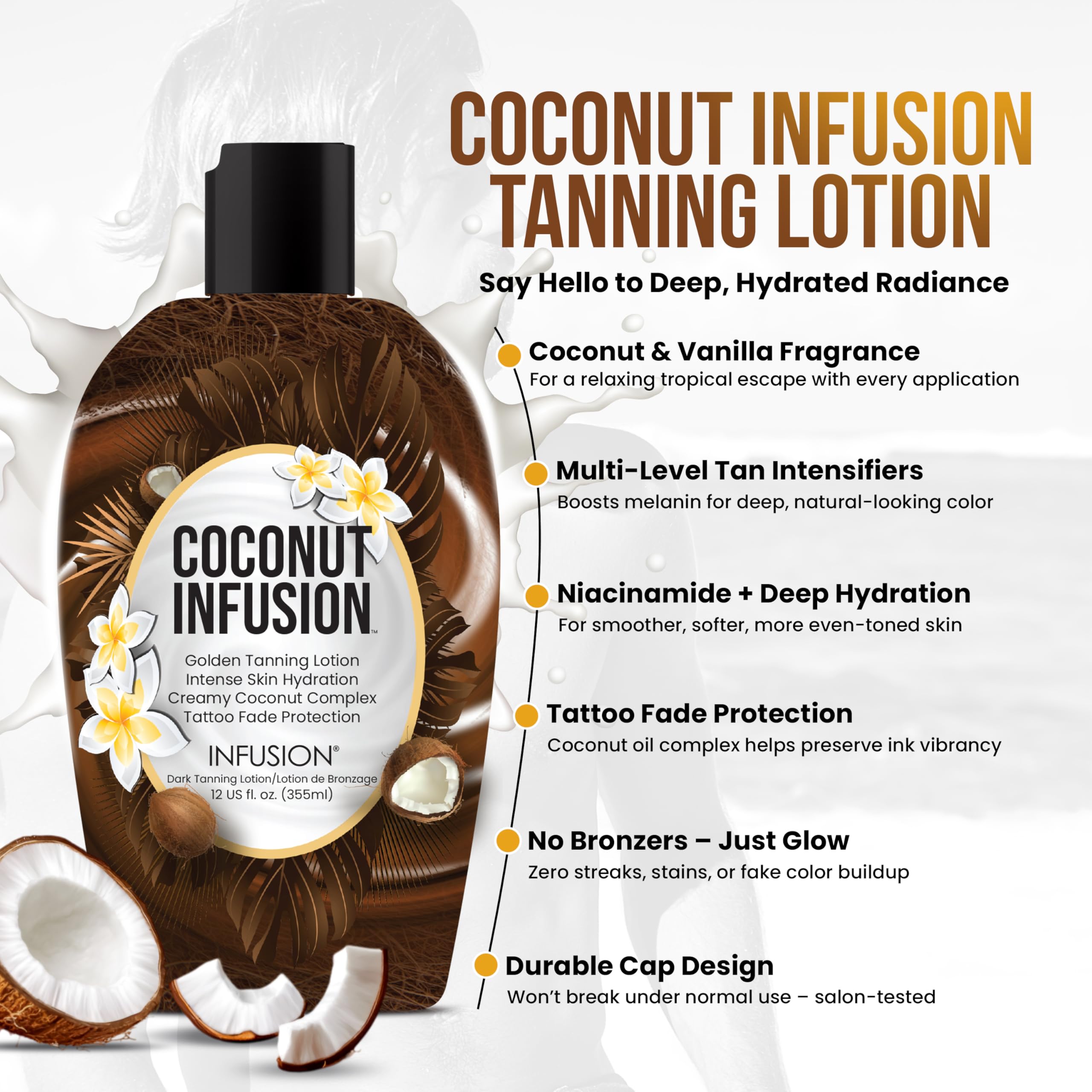 Coconut Infusion Tanning Lotion, Indoor & Outdoor Tan Accelerator