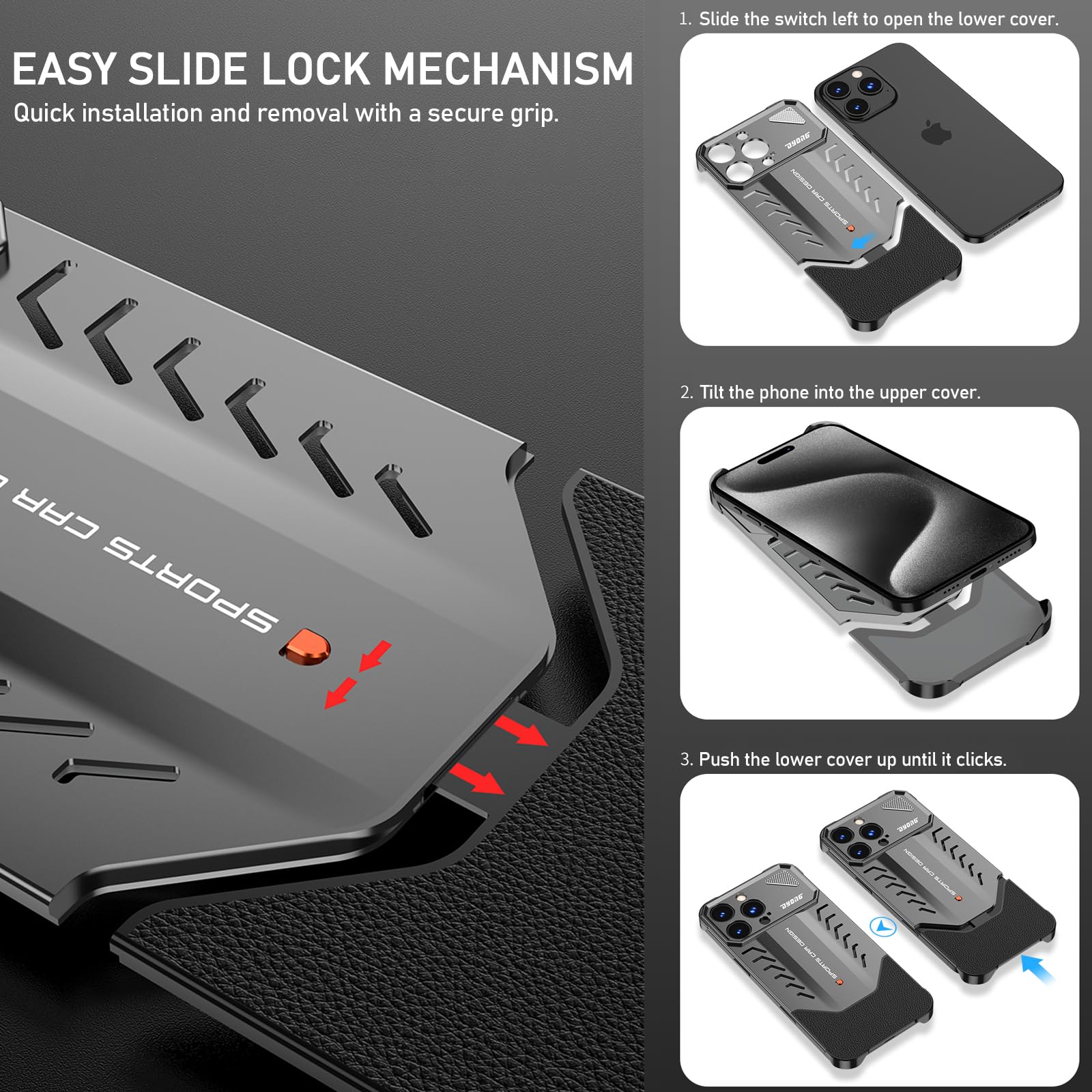 CYPOSLDN Metal Frameless Case For IPhone 16/16 Pro Max/16 Pro, 360° Rotation Stand Upgraded Lens Protection Ultra Thin Metal Bumper Matte PC