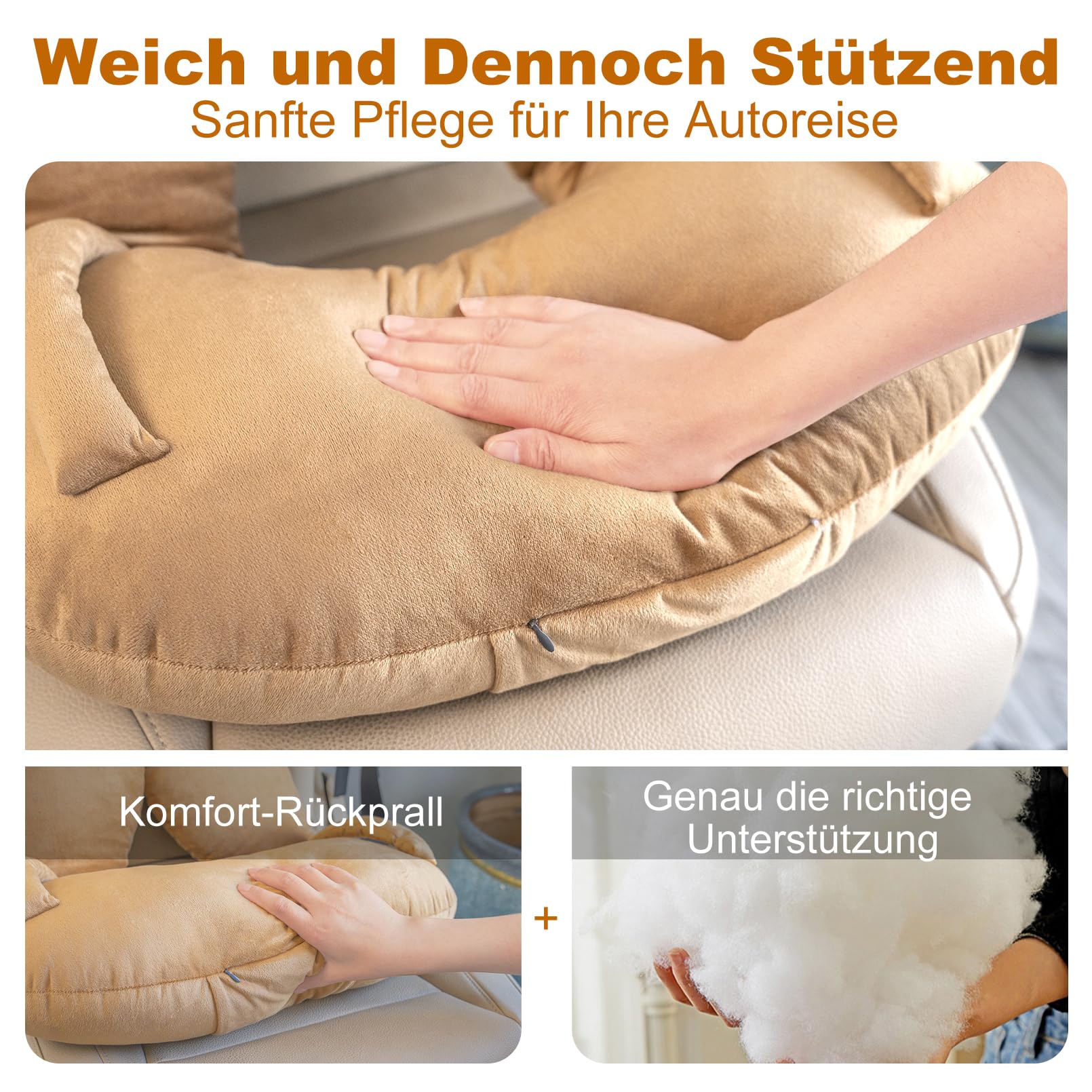 Innokids Oreiller de Voyage pour Enfants avec Repose-Mains (Brun) | Housse en Velours Doux, Soutien Ergonomique du Corps pour garçons, Filles et Adultes Lors de Longs Voyages