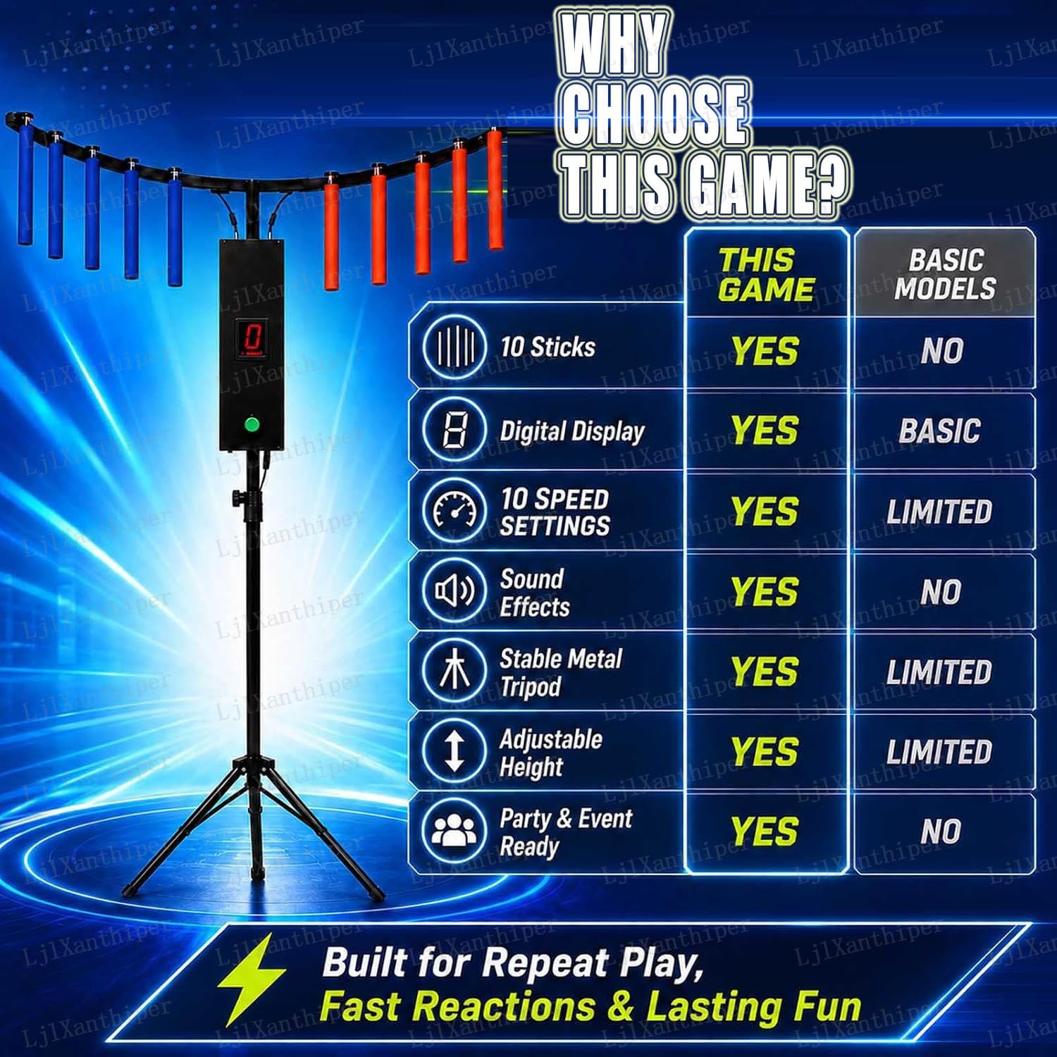 Gra Zręcznościowa Stick Challenge,Automat Z Regulacją Prędkości Do Treningu Koordynacji Wzrokowo Ruchowej,Efektami świetlnymi LED Dźwiękowymi,Idealna Na Imprezy,Zabawy Z Rodziną Yellow