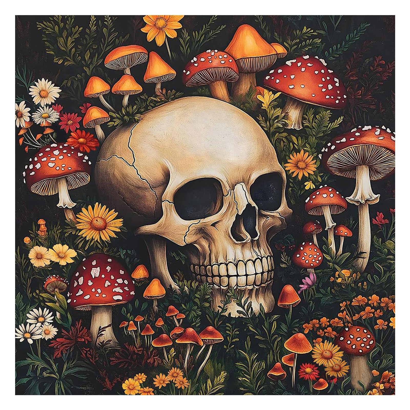 Paint by Numbers for Adult, Skull Paint by Numbers Kit for Adults Beginners, DIY Acrylic Painting on Canvas for Home Wall Art Decor 11.8x11.8Inch