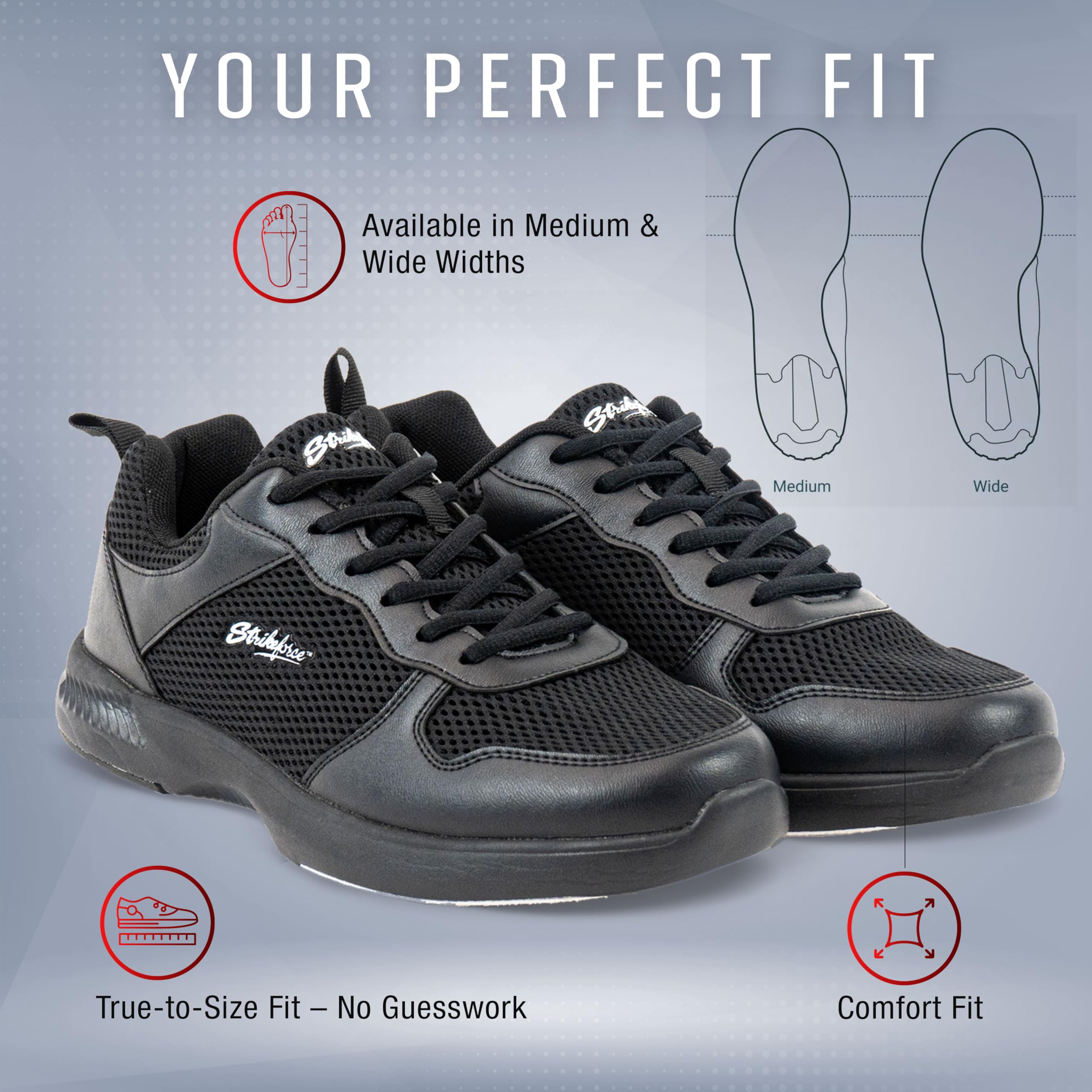 KR Strikeforce OPP Lite Black Athletic Bowlingschuh für Rechts- oder Linkshänder